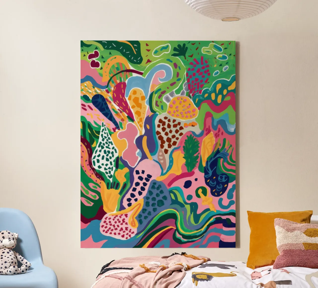 Psychedelic Doodle Maze canvas met Baklijst van Sure Paint