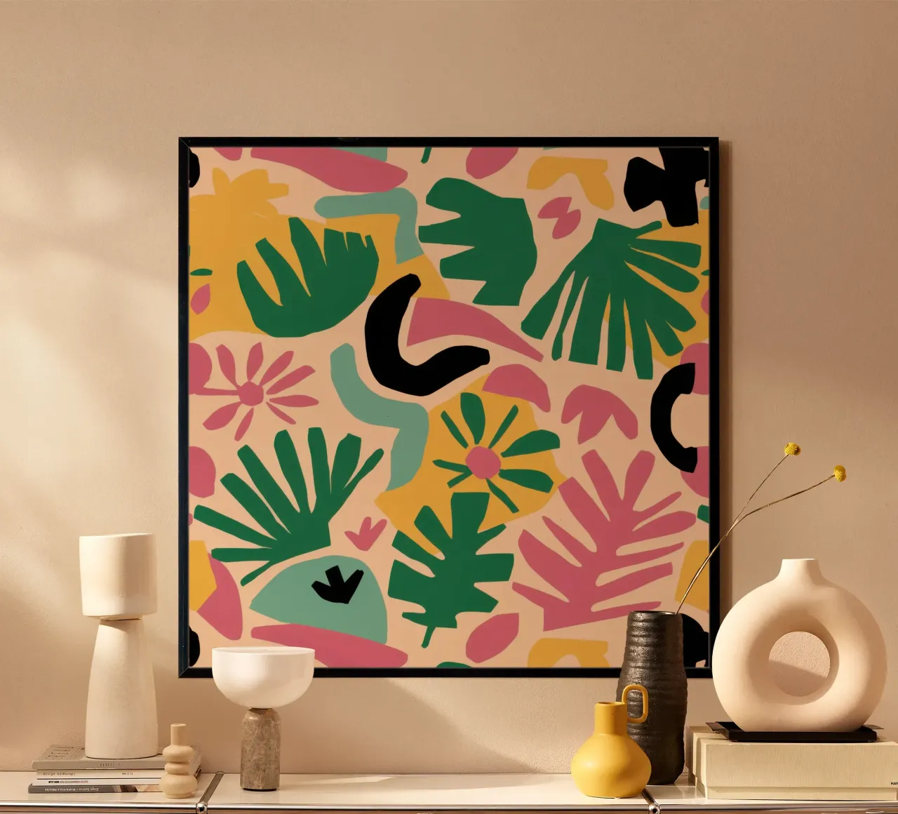 Caos del giardino Maraoui poster con telaio in legno da Enter Bloom