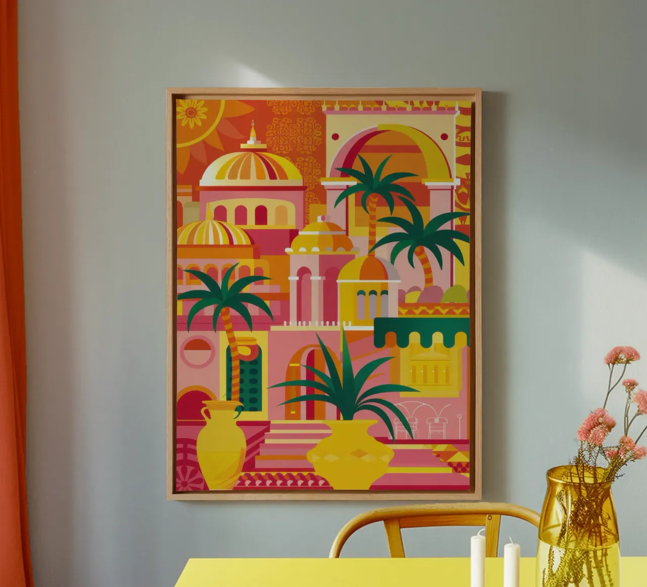 Sunkissed Moroccan Palace canvas with Floater frame by Orchid Patina