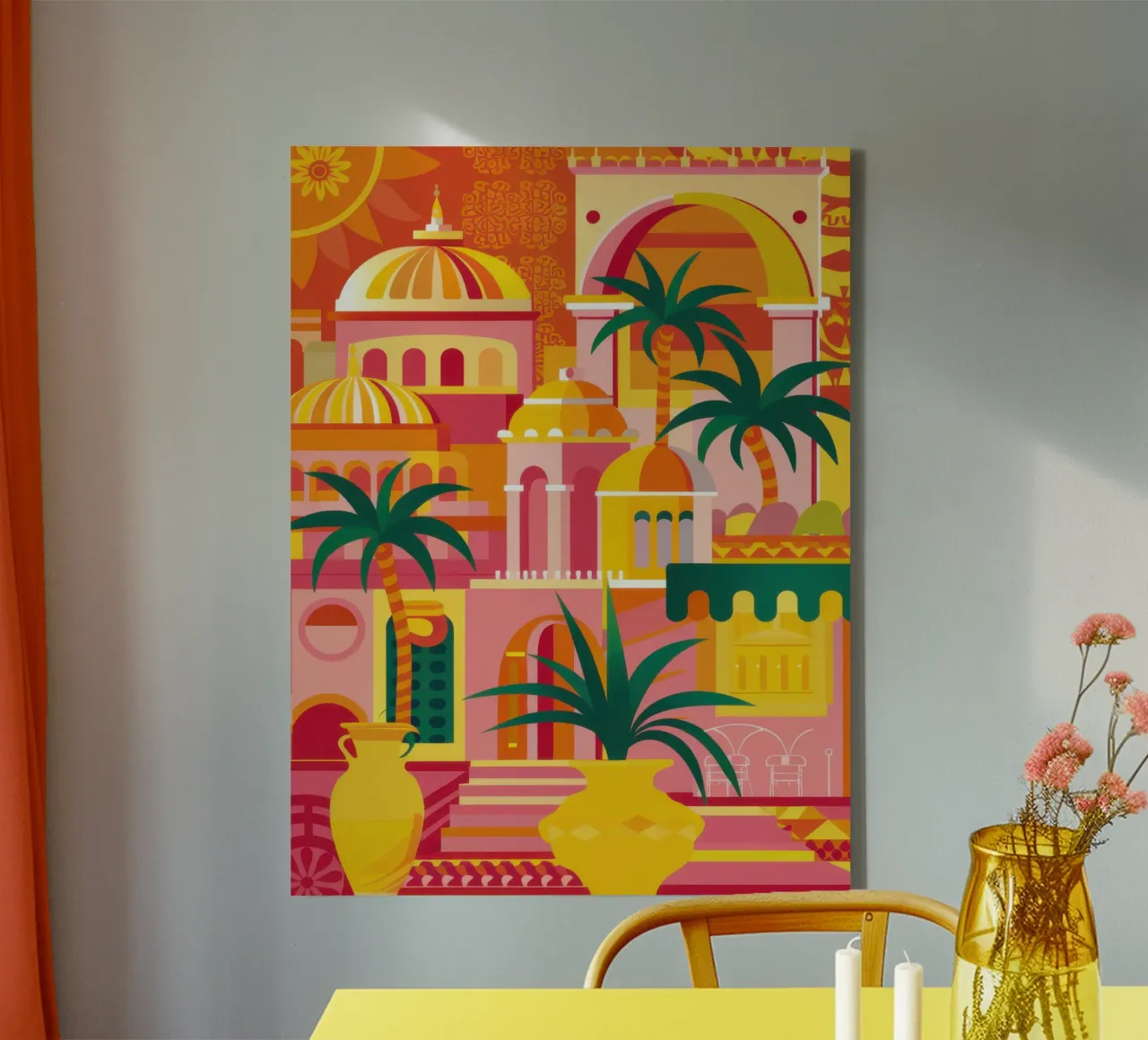 Sunkissed Moroccan Palace canvas with Floater frame by Orchid Patina