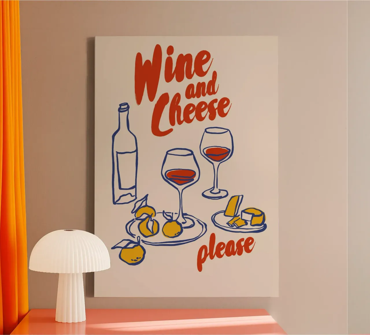 Boho Food 5 Cheese Please tela con Cornice a cassetta da Boho Print Collection