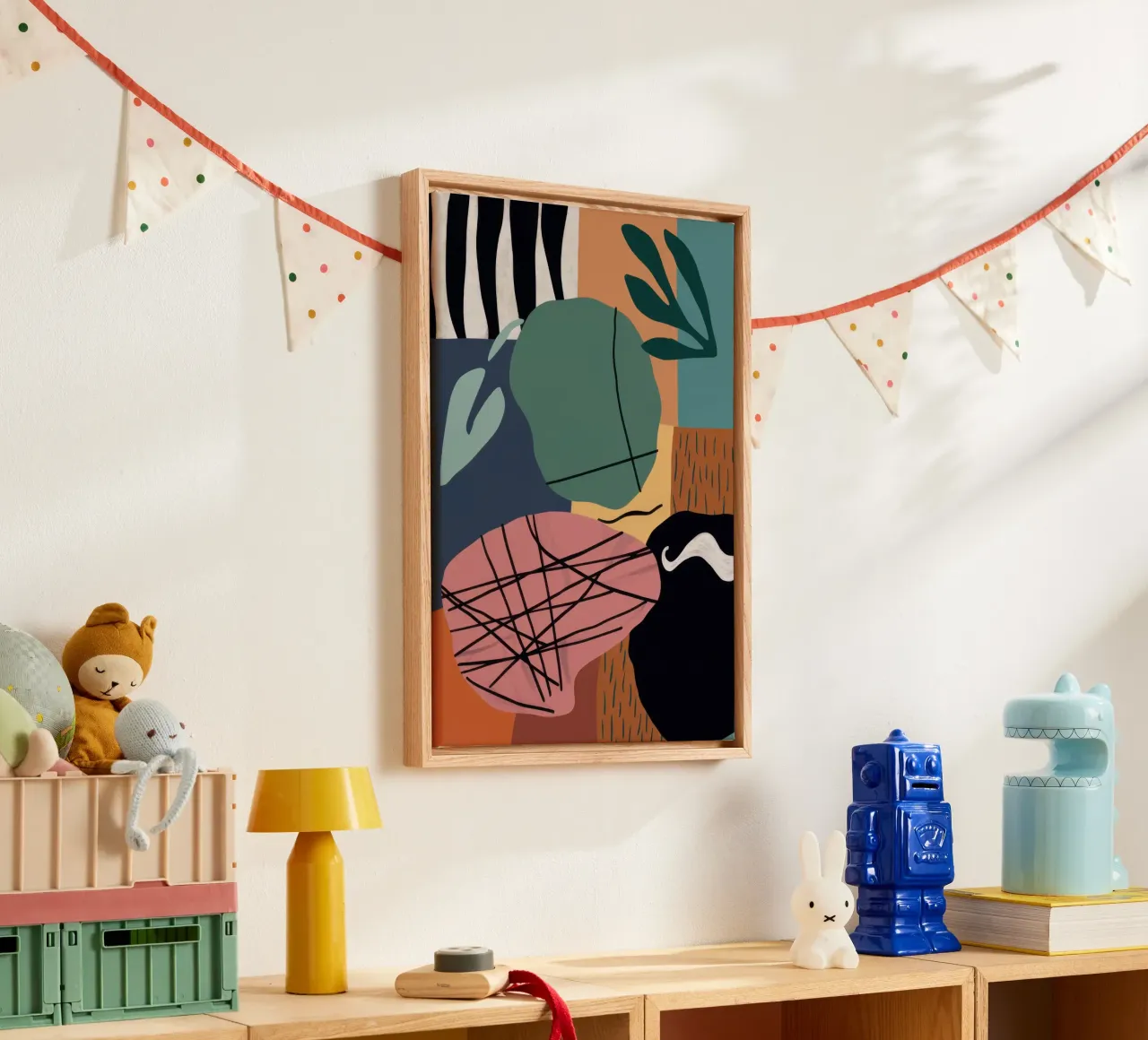 Monochrome vorm collage canvas met Baklijst van Enter Bloom