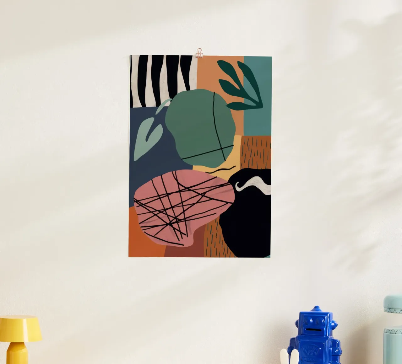 Collage di forme monocromatiche poster con telaio in plastica da Enter Bloom