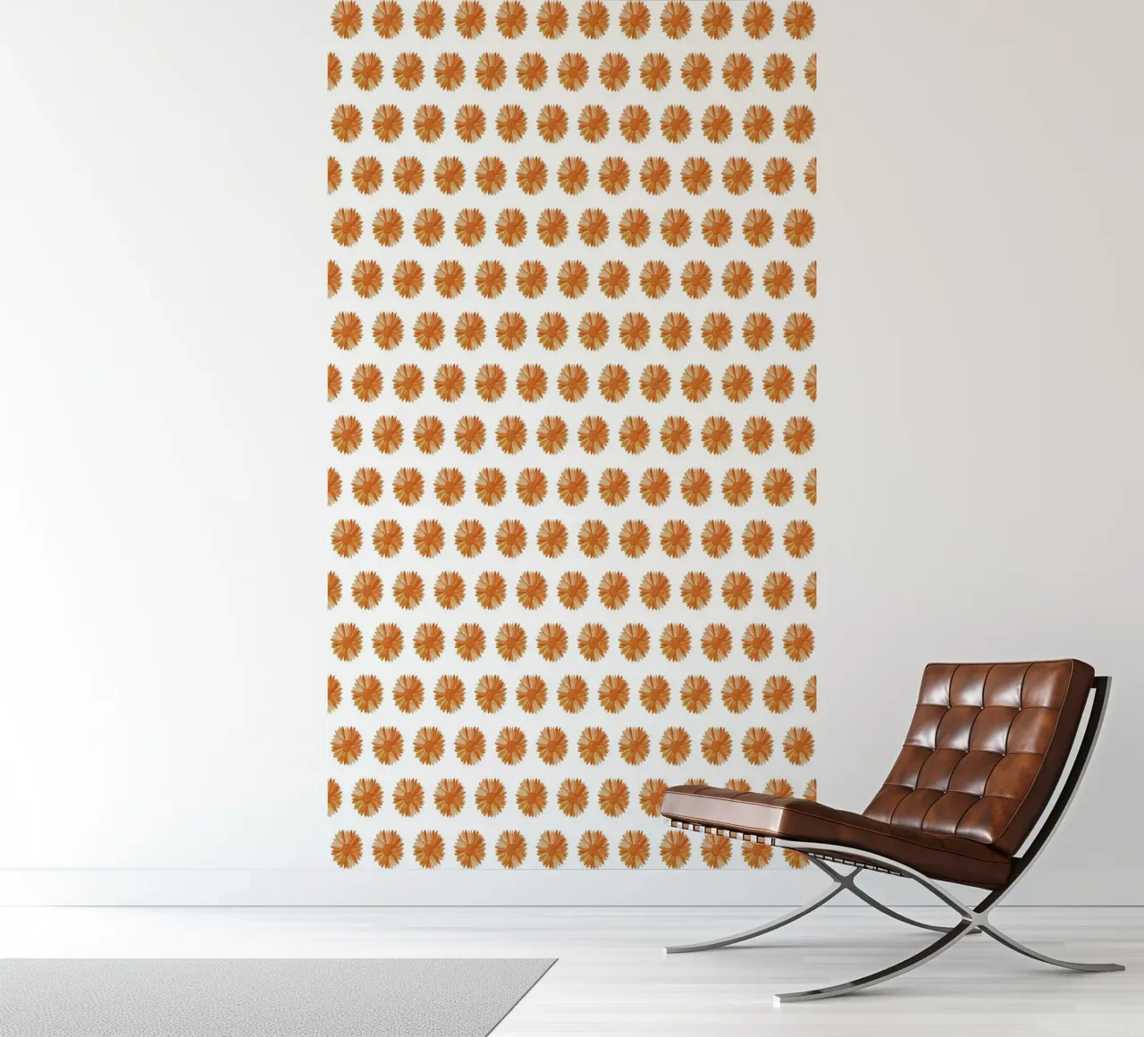 Orange Flower Pattern fotobehang van kathrinmay