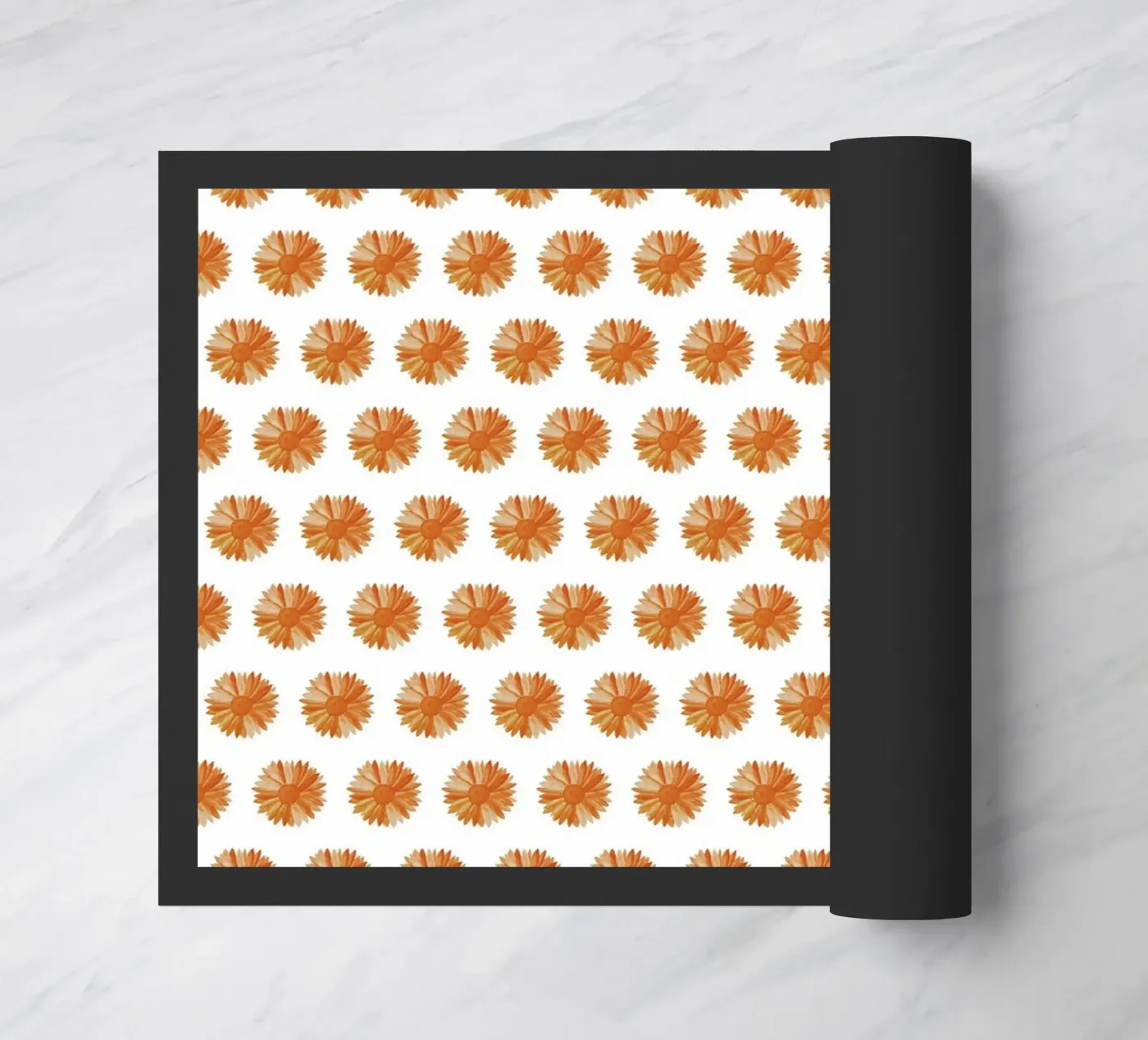 Orange Flower Pattern Fußmatte von kathrinmay