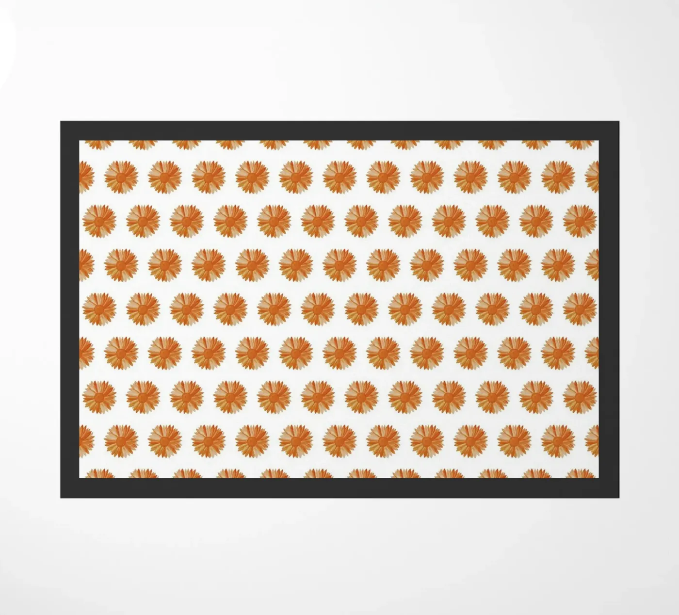 Orange Flower Pattern Fußmatte von kathrinmay