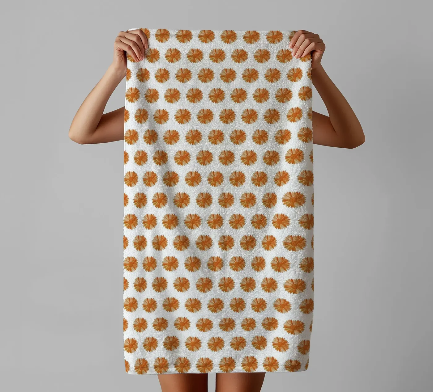 Orange Flower Pattern towel by kathrinmay