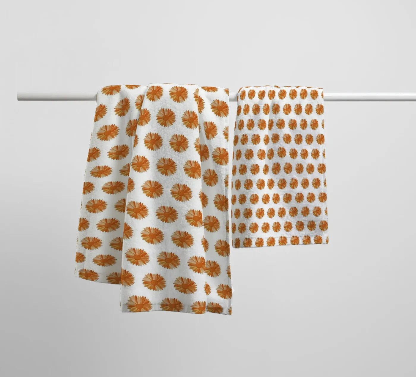 Orange Flower Pattern towel by kathrinmay