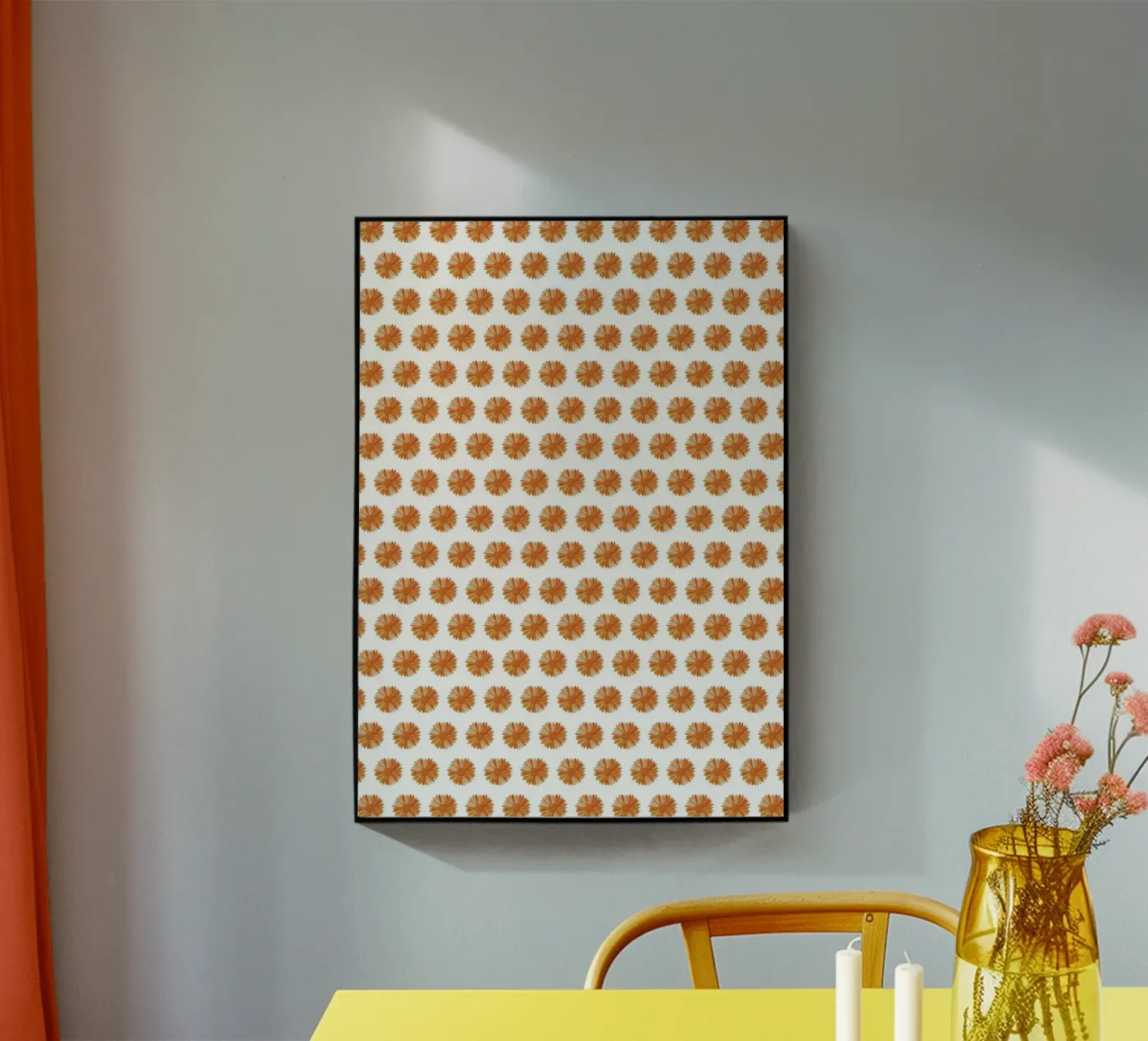 Orange Flower Pattern Acryl-Glas von kathrinmay