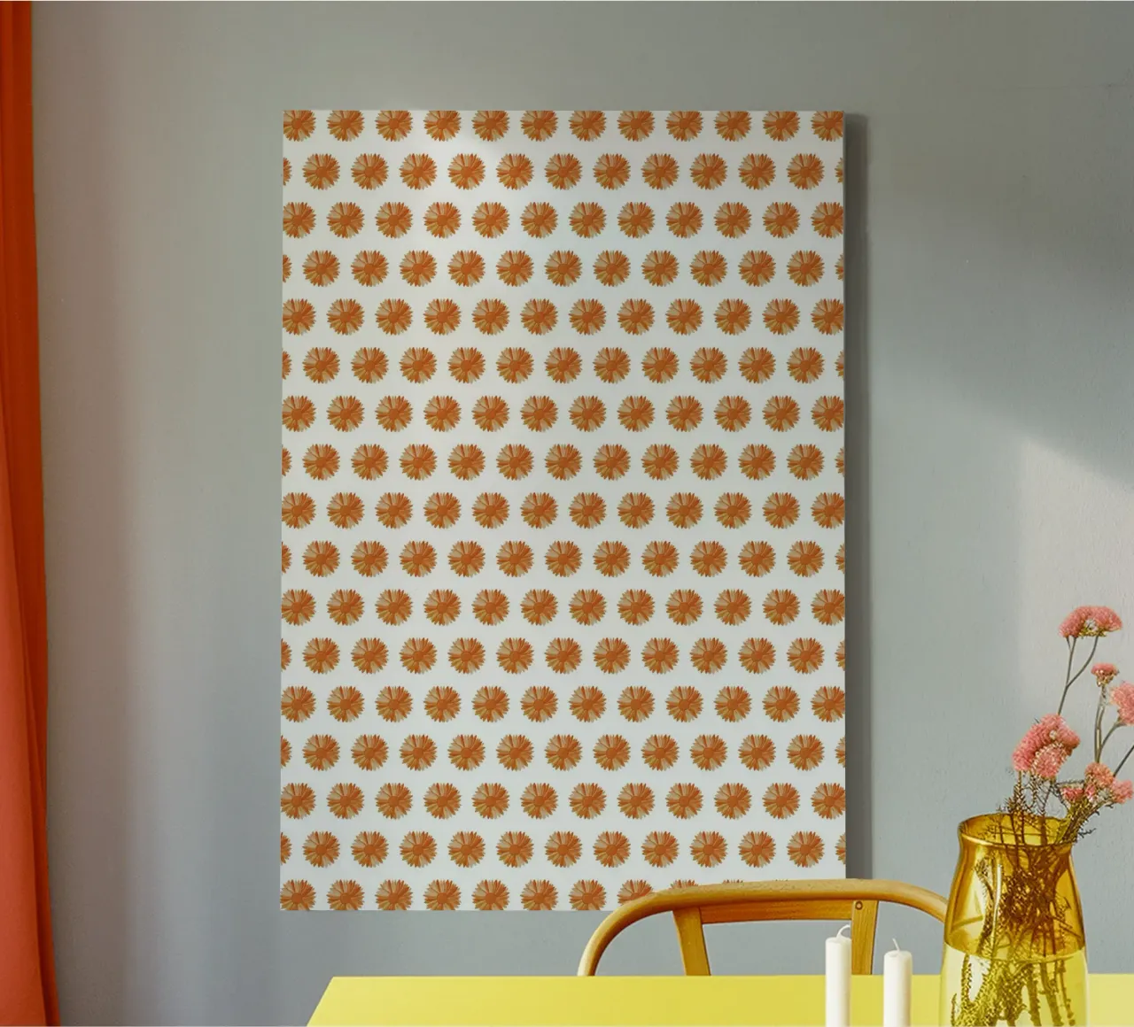 Orange Flower Pattern canvas met Baklijst van kathrinmay