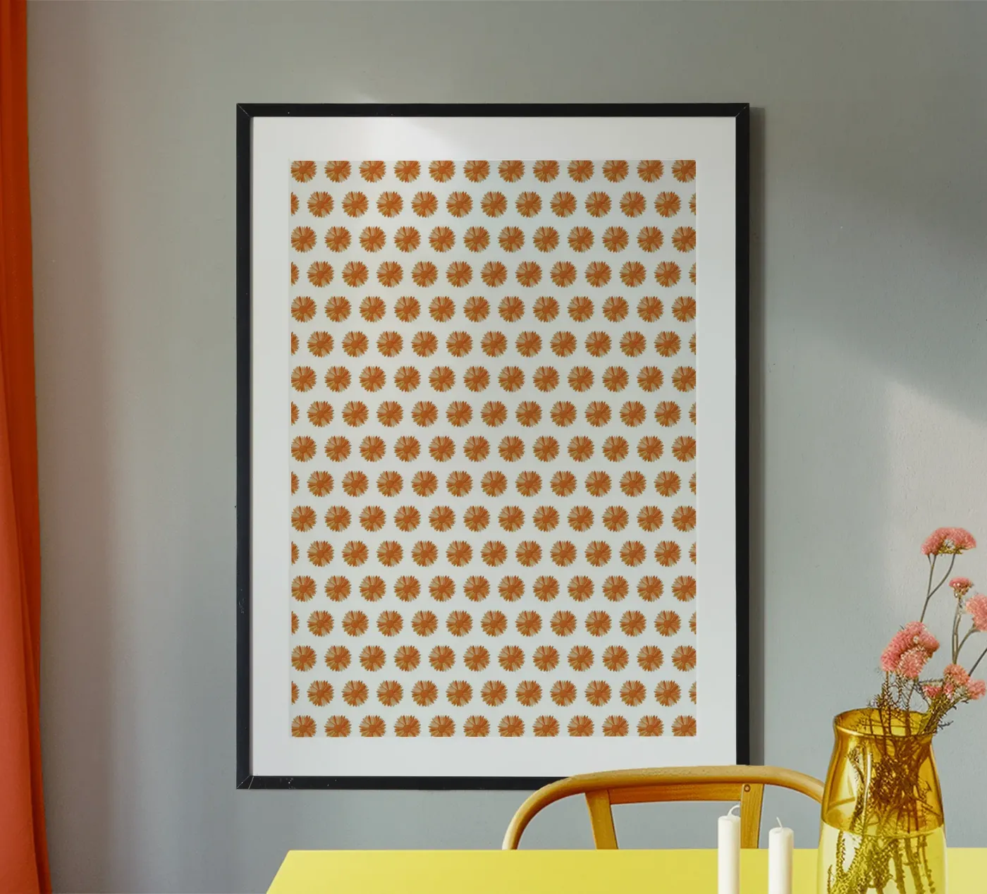 Orange Flower Pattern Poster von kathrinmay