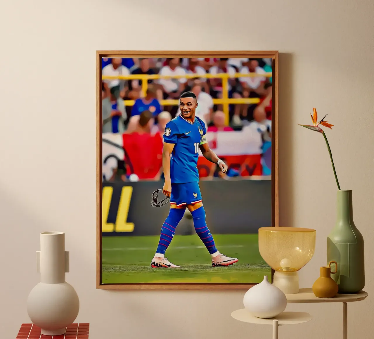 Poster a fumetti della Nazionale francese di Kylian Mbappé tela con Cornice a cassetta da ArdanART