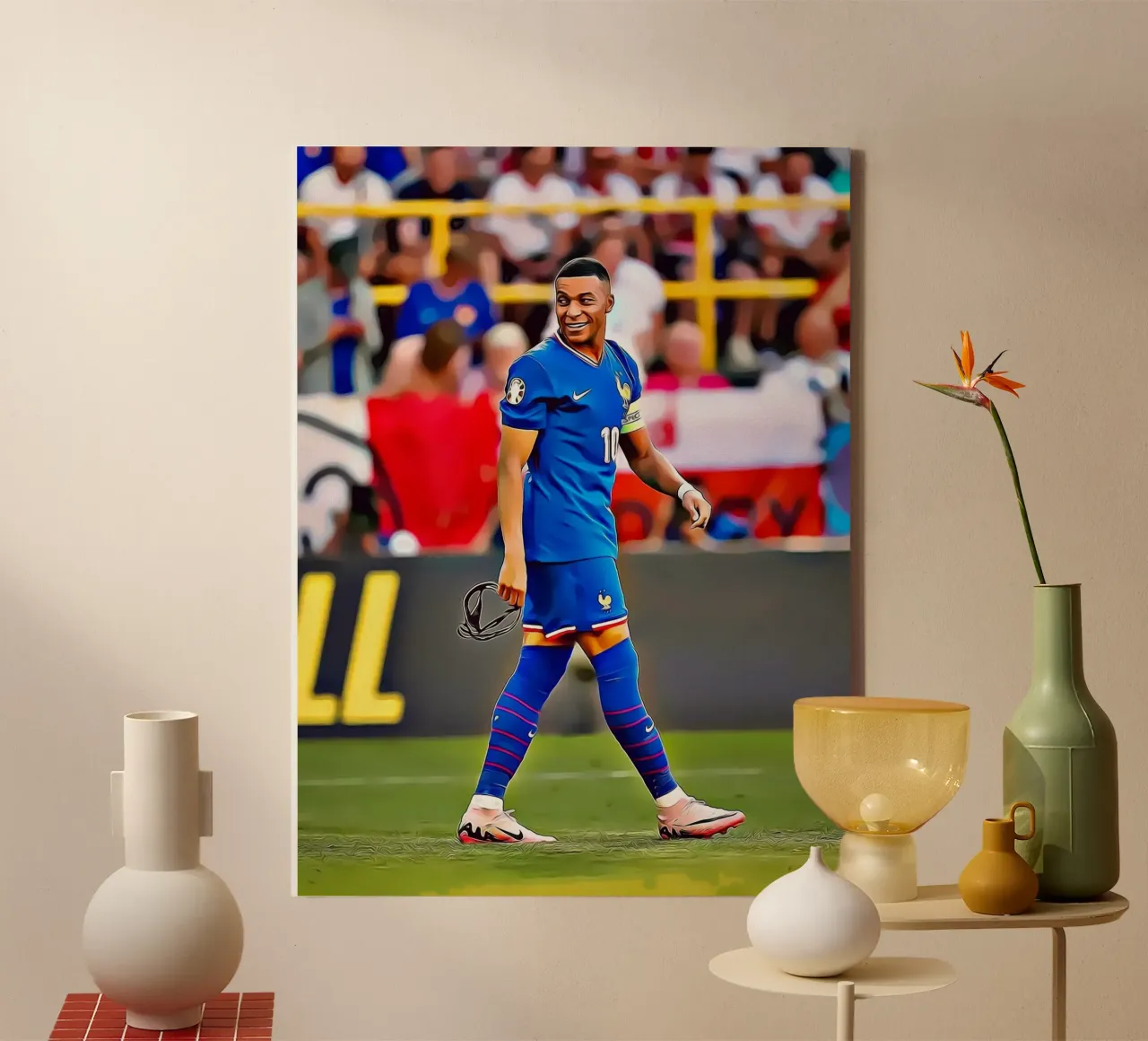 Poster a fumetti della Nazionale francese di Kylian Mbappé tela con Cornice a cassetta da ArdanART