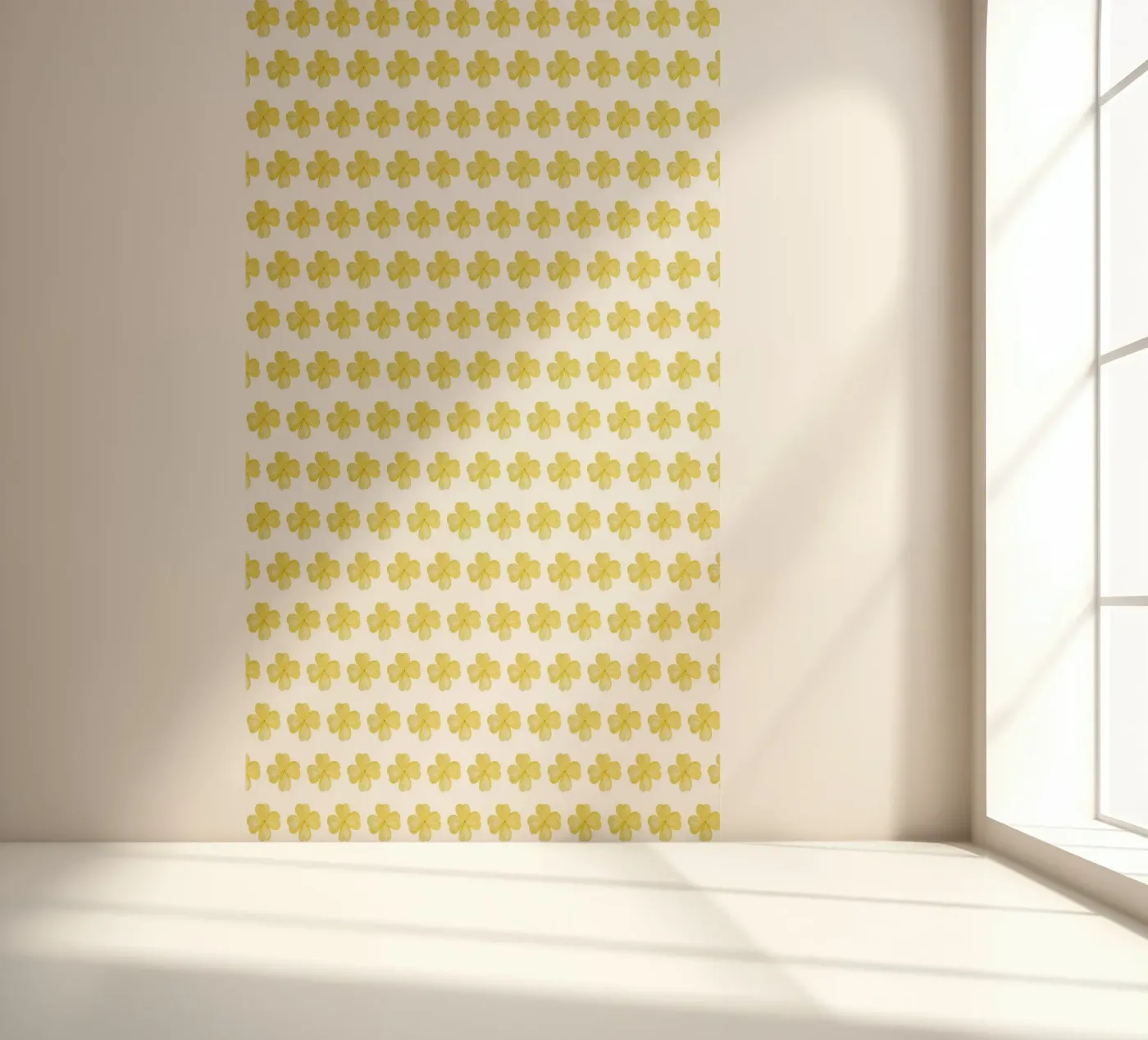 Watercolor Evening Primrose Pattern (Yellow Art) fotobehang van kathrinmay