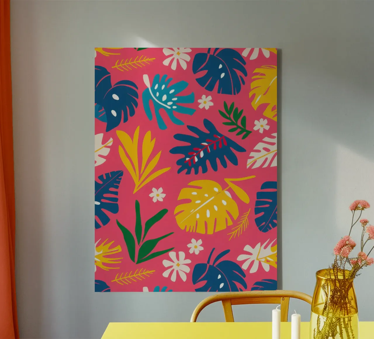 Joyful Tropic Doodles canvas with Floater frame by Orchid Patina