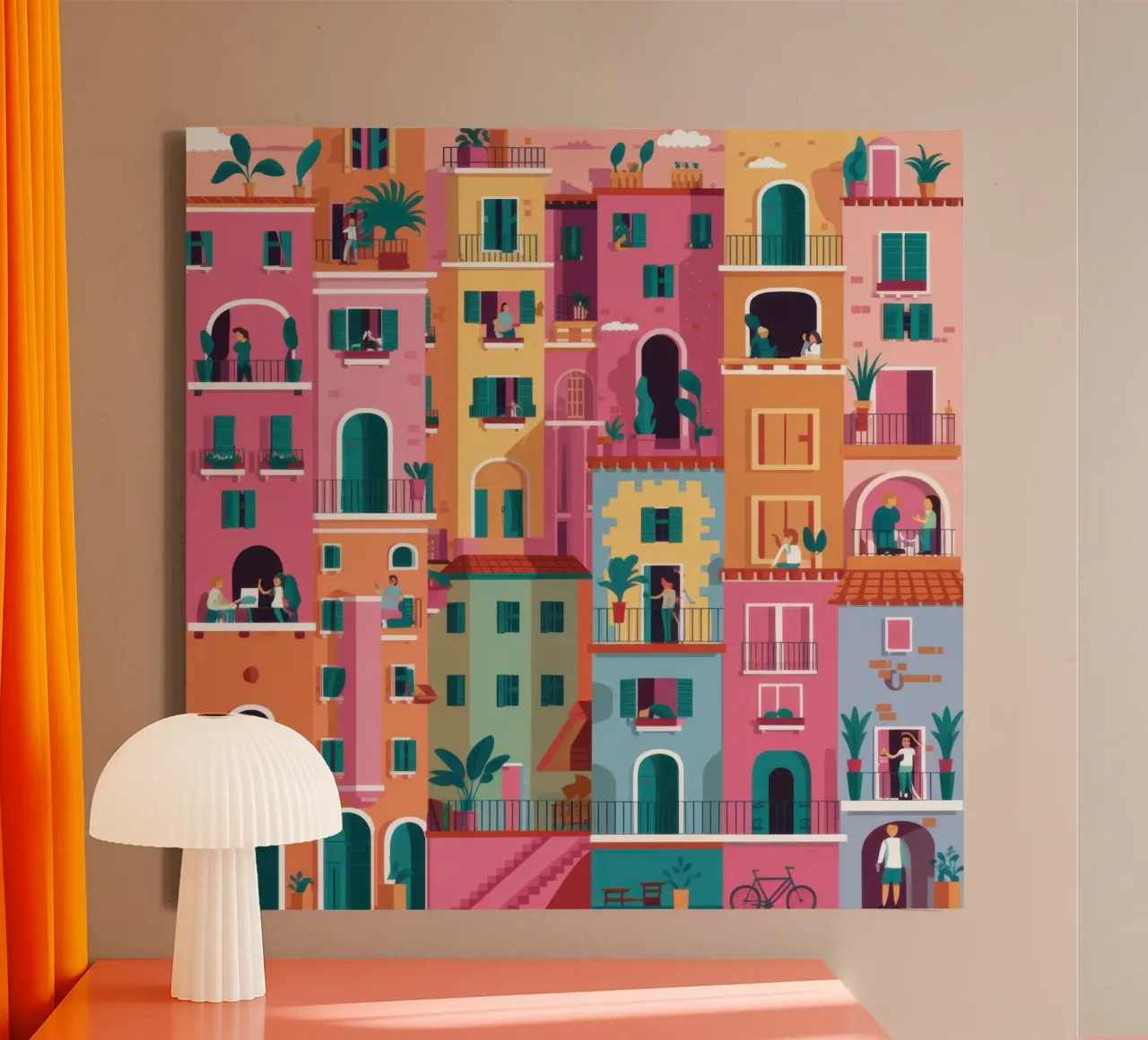 Facciata urbana cromatica tela con Cornice a cassetta da Sure Paint