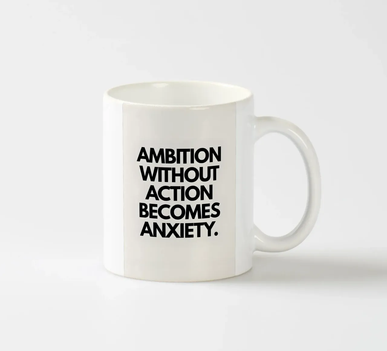 "Ambition without action becomes anxiety." tazza in ceramica da Type & Tape