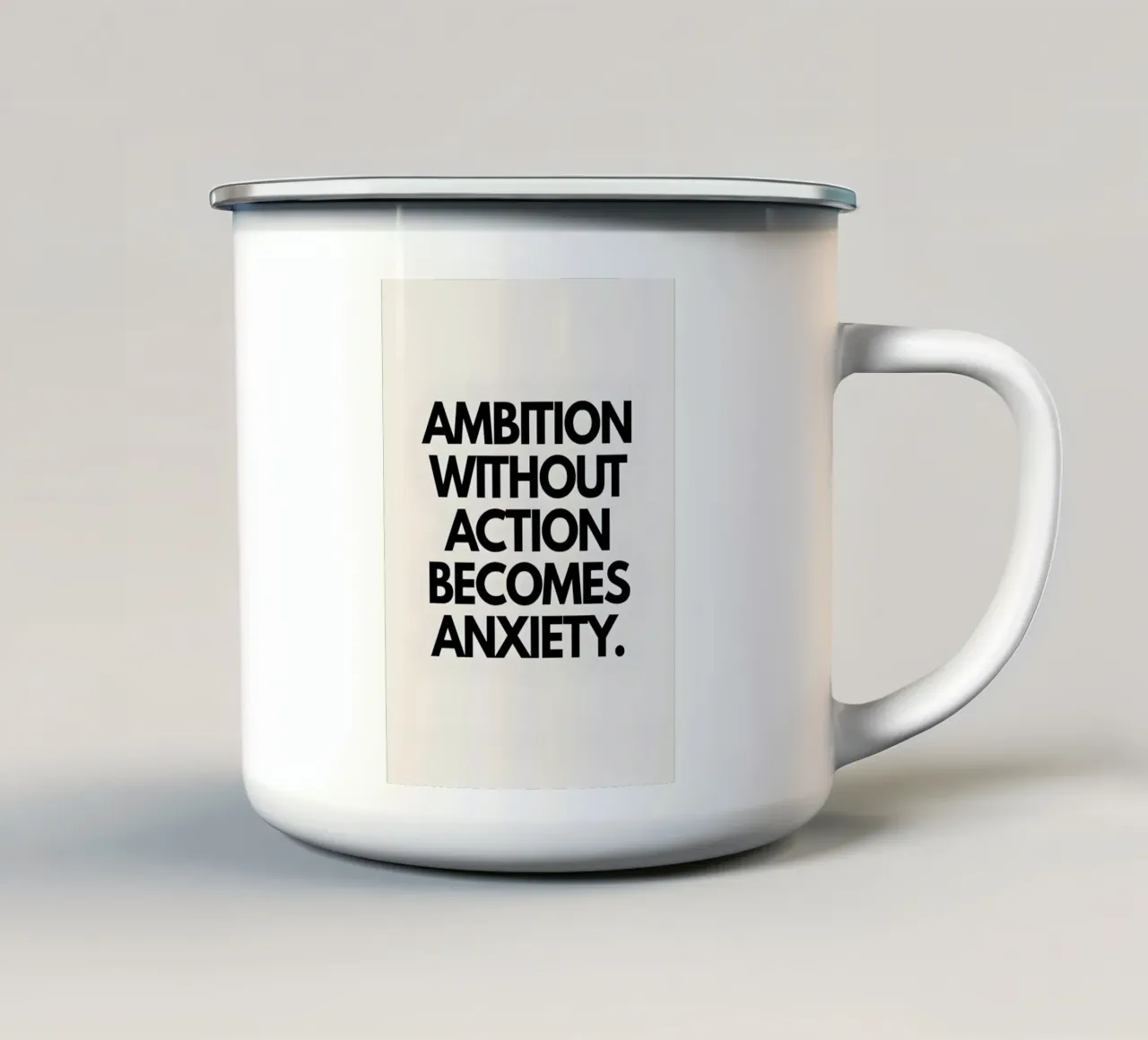 "Ambition without action becomes anxiety." tazza in smalto da Type & Tape