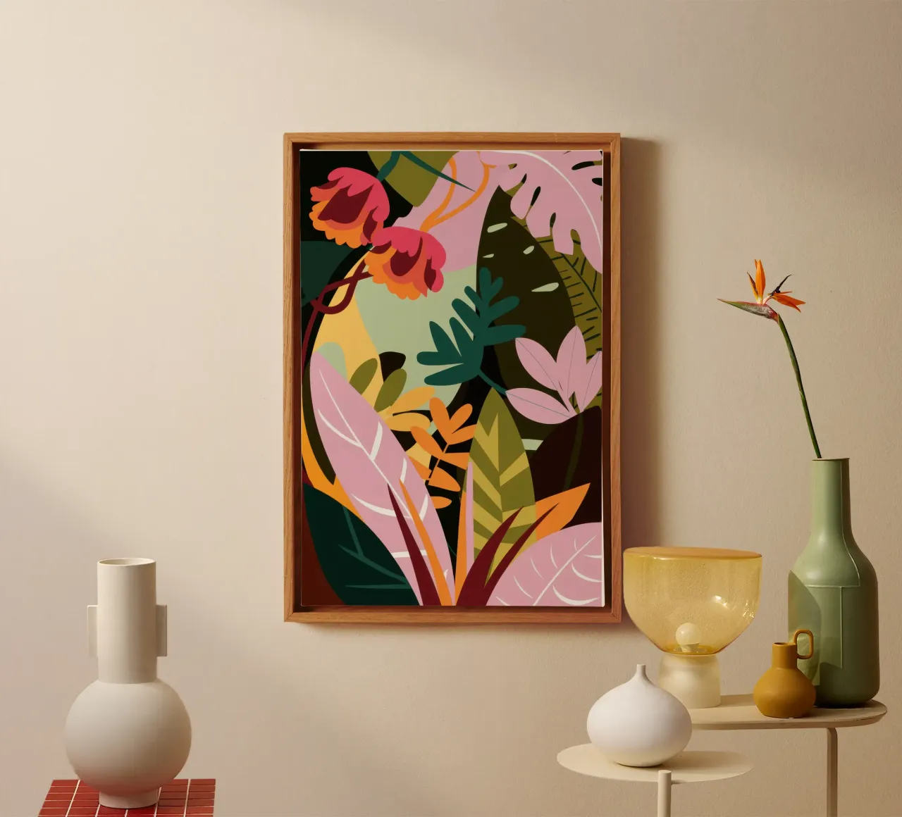 Fioritura astratta notturna tela con Cornice a cassetta da Orchid Patina