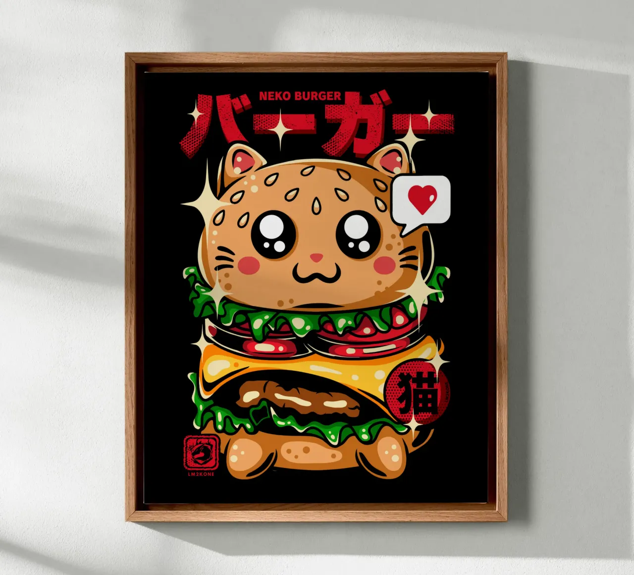 Neko Burger Grappig canvas met Baklijst van LM2KONE