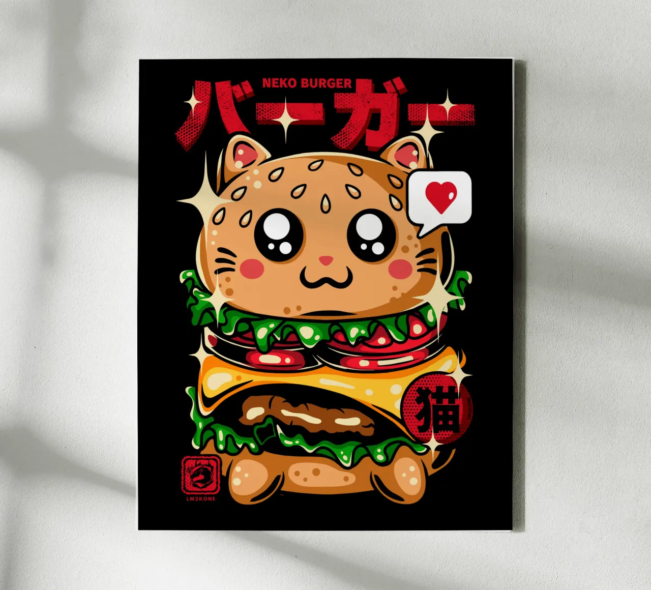 Neko Burger Grappig canvas met Baklijst van LM2KONE