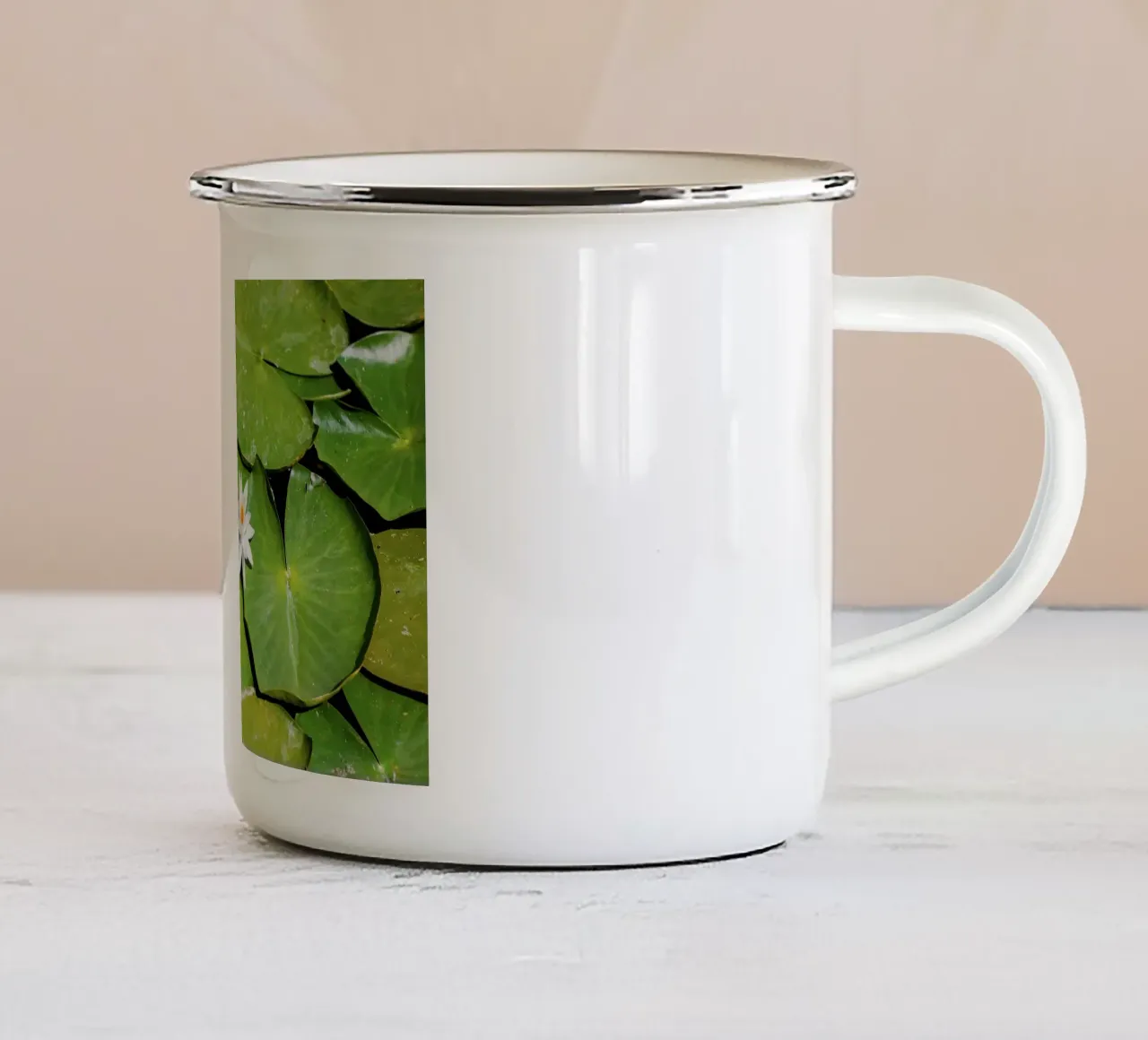 Kern van witte lotus - Kunstdruk emaille mok van jay