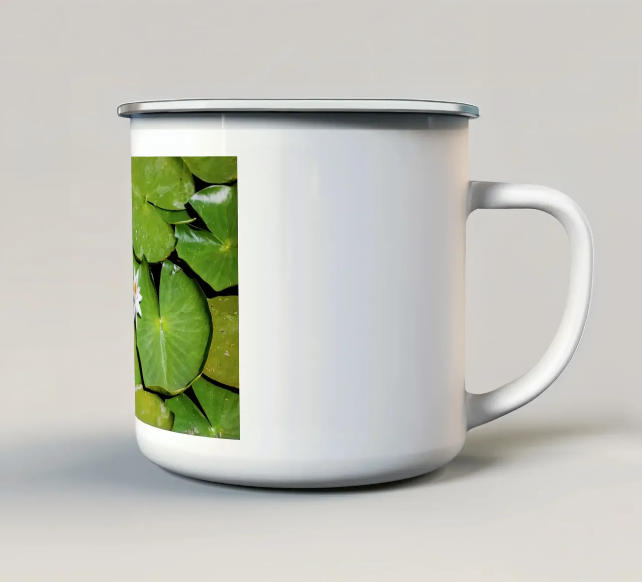 Kern van witte lotus - Kunstdruk emaille mok van jay