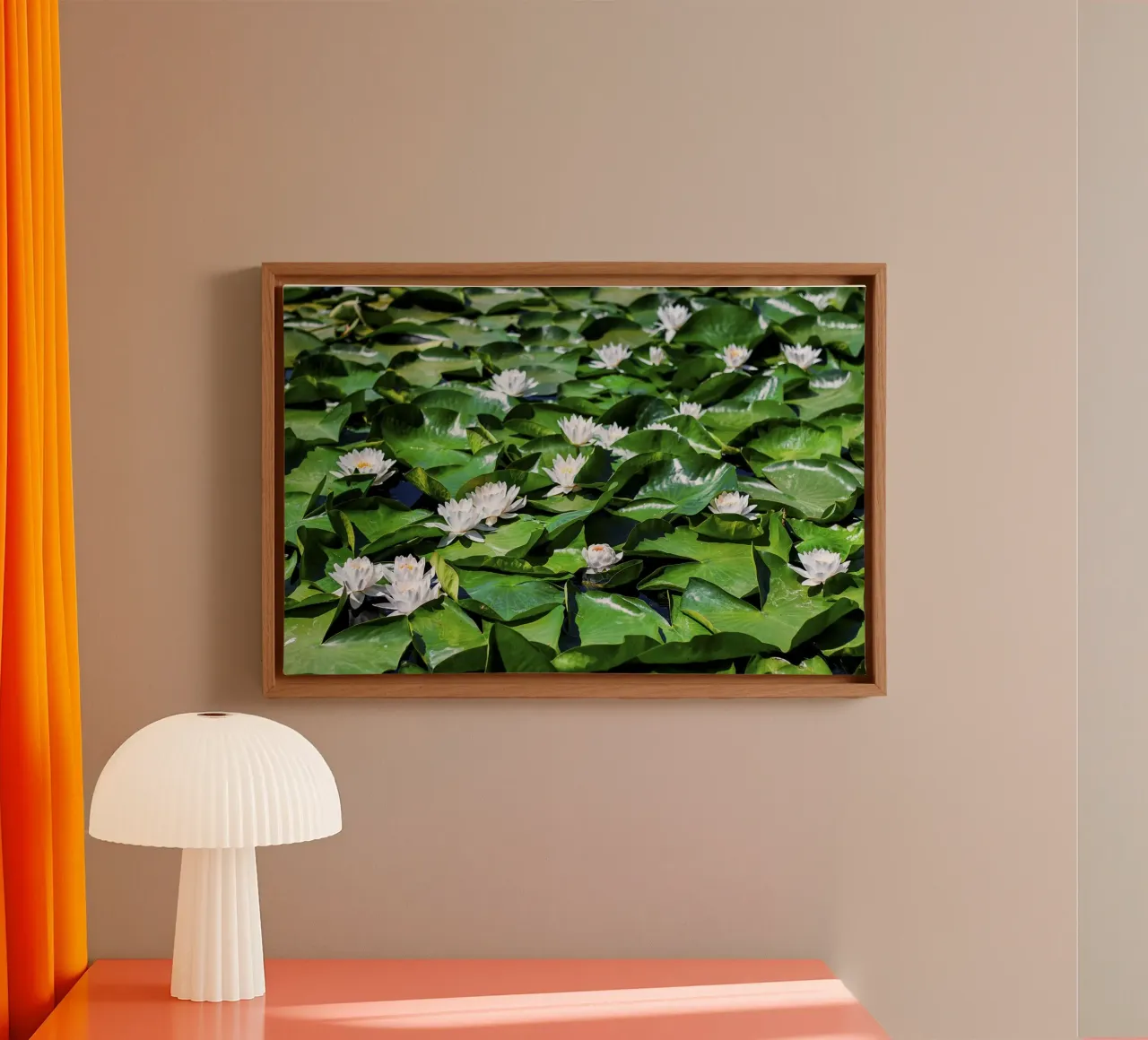 Zee van lotus - Zee van bladeren - Fine Art Print canvas met Baklijst van jay