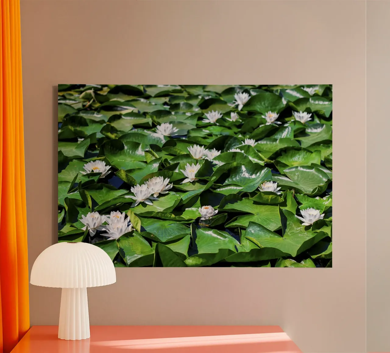 Zee van lotus - Zee van bladeren - Fine Art Print canvas met Baklijst van jay