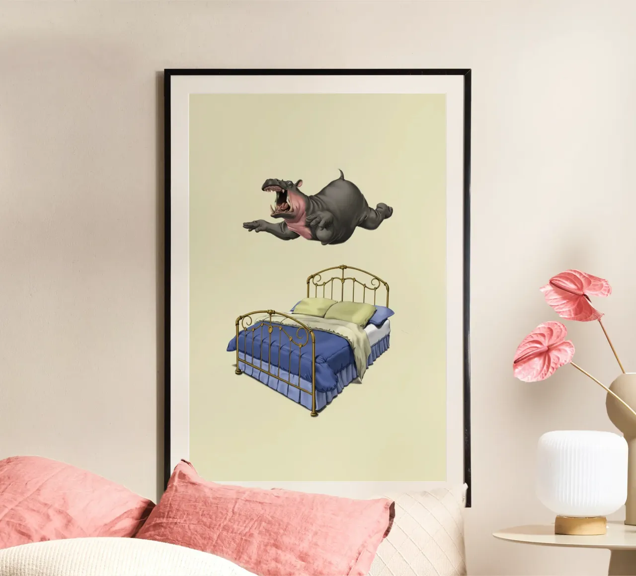 Break Time (Coloured) poster con telaio in legno da Rob Art | Illustration