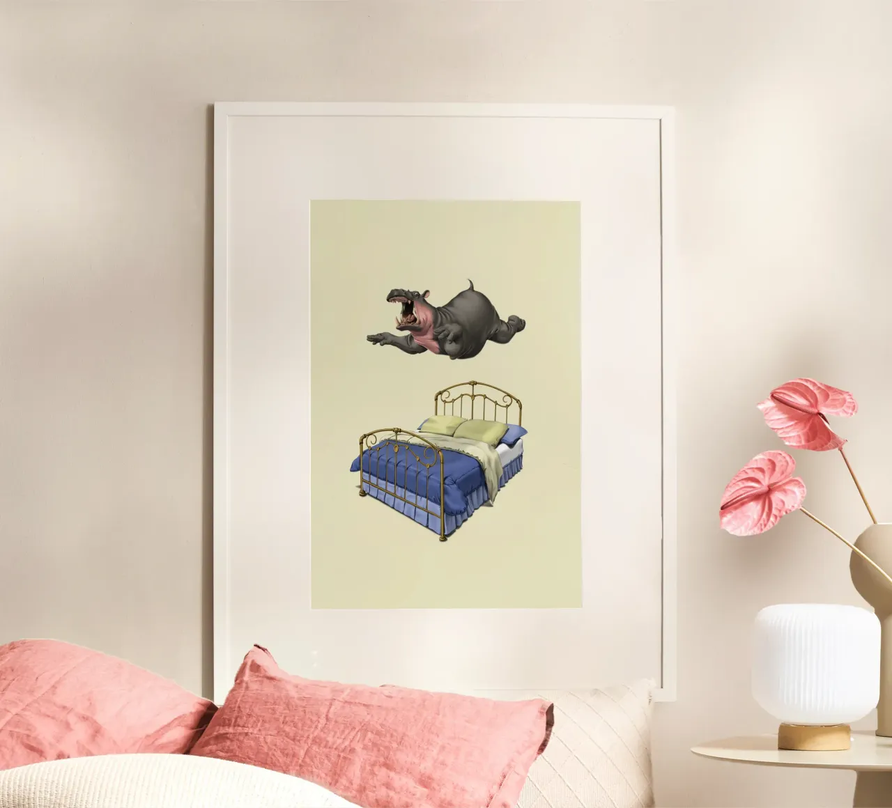 Break Time (Coloured) poster con telaio in legno da Rob Art | Illustration