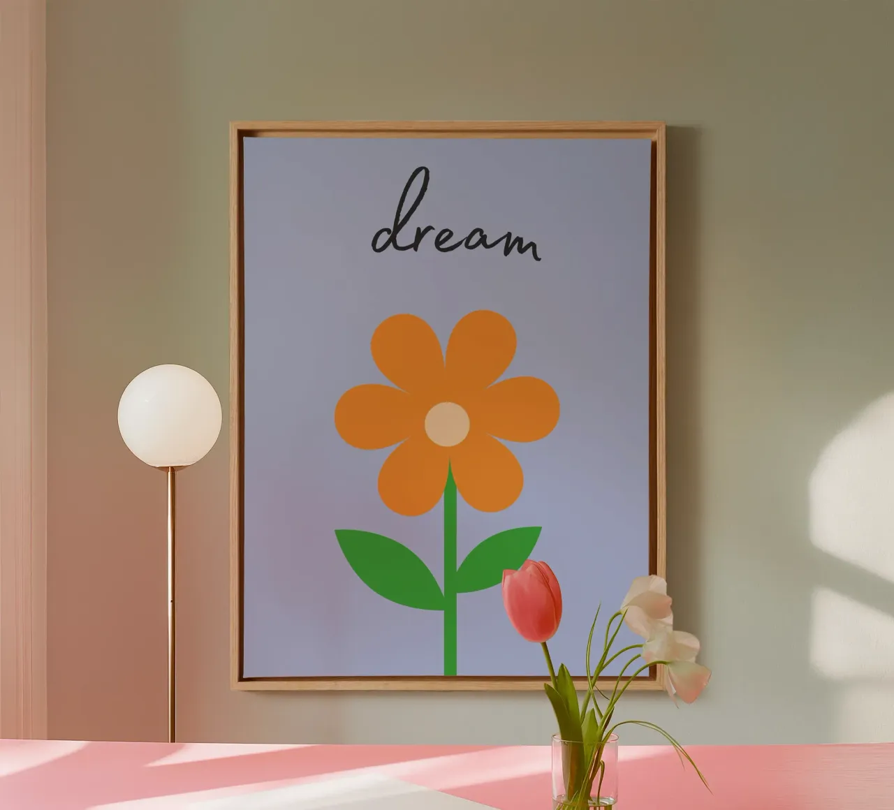 Fiore positivo tela con Cornice a cassetta da IamHomeStudio