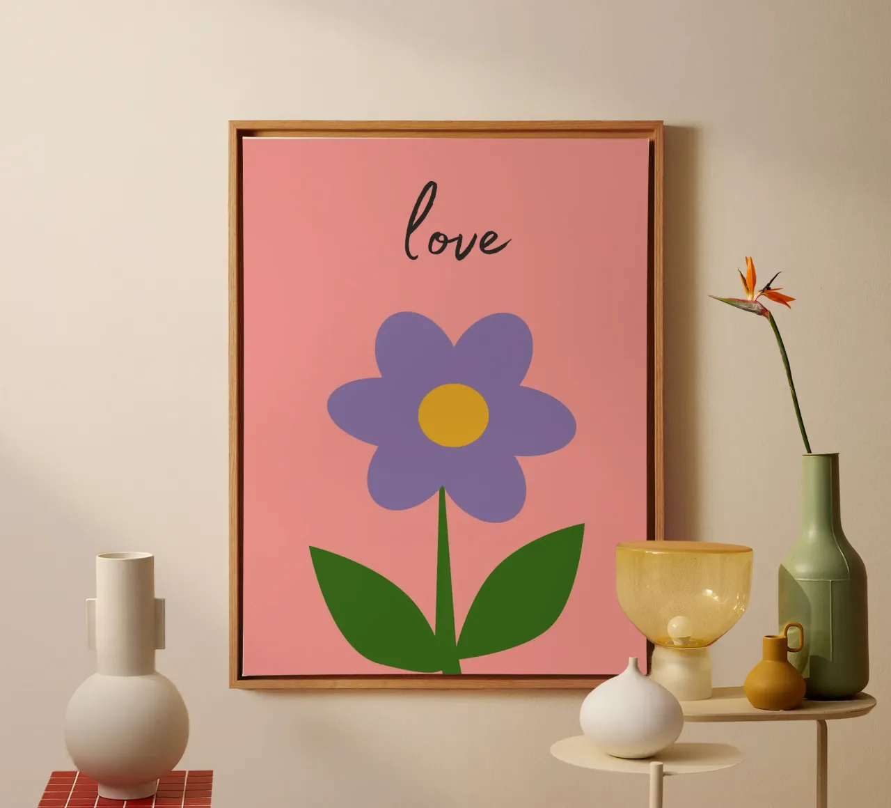 Fiore positivo tela con Cornice a cassetta da IamHomeStudio