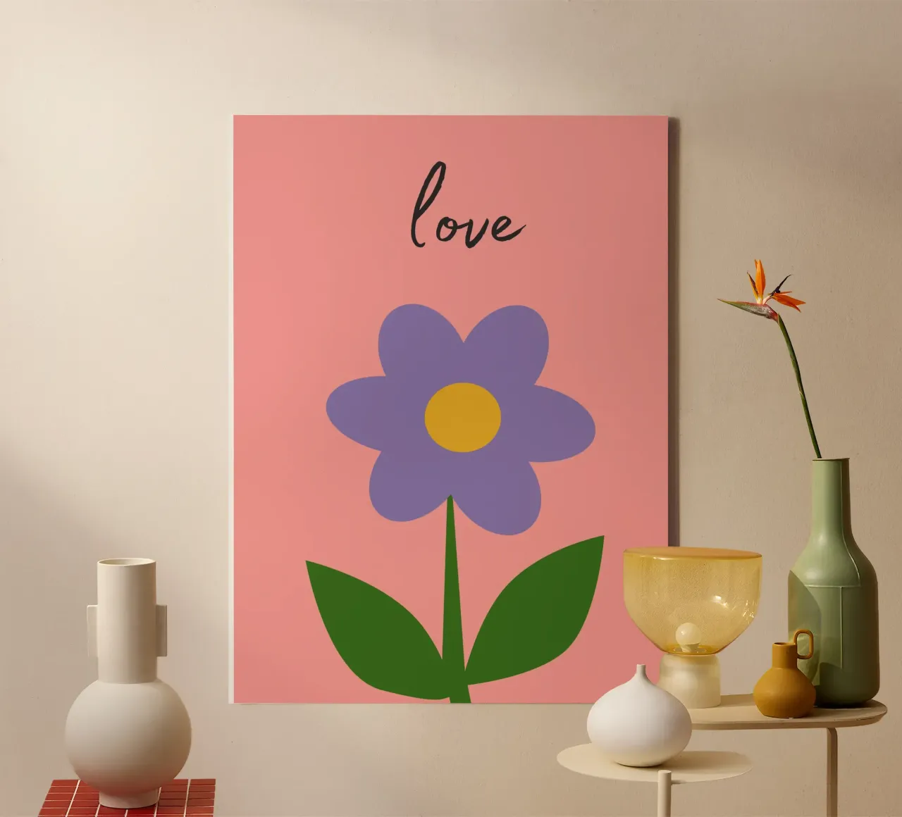 Fiore positivo tela con Cornice a cassetta da IamHomeStudio