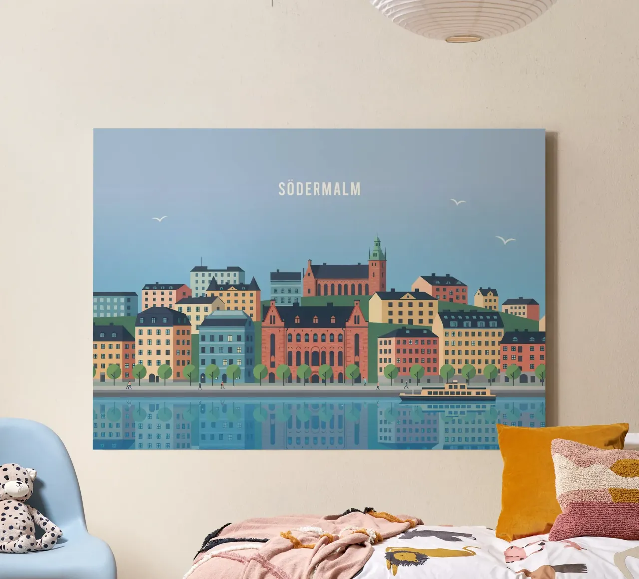 Södermalm Stockholm canvas with Floater frame by Attaboy Dsgn