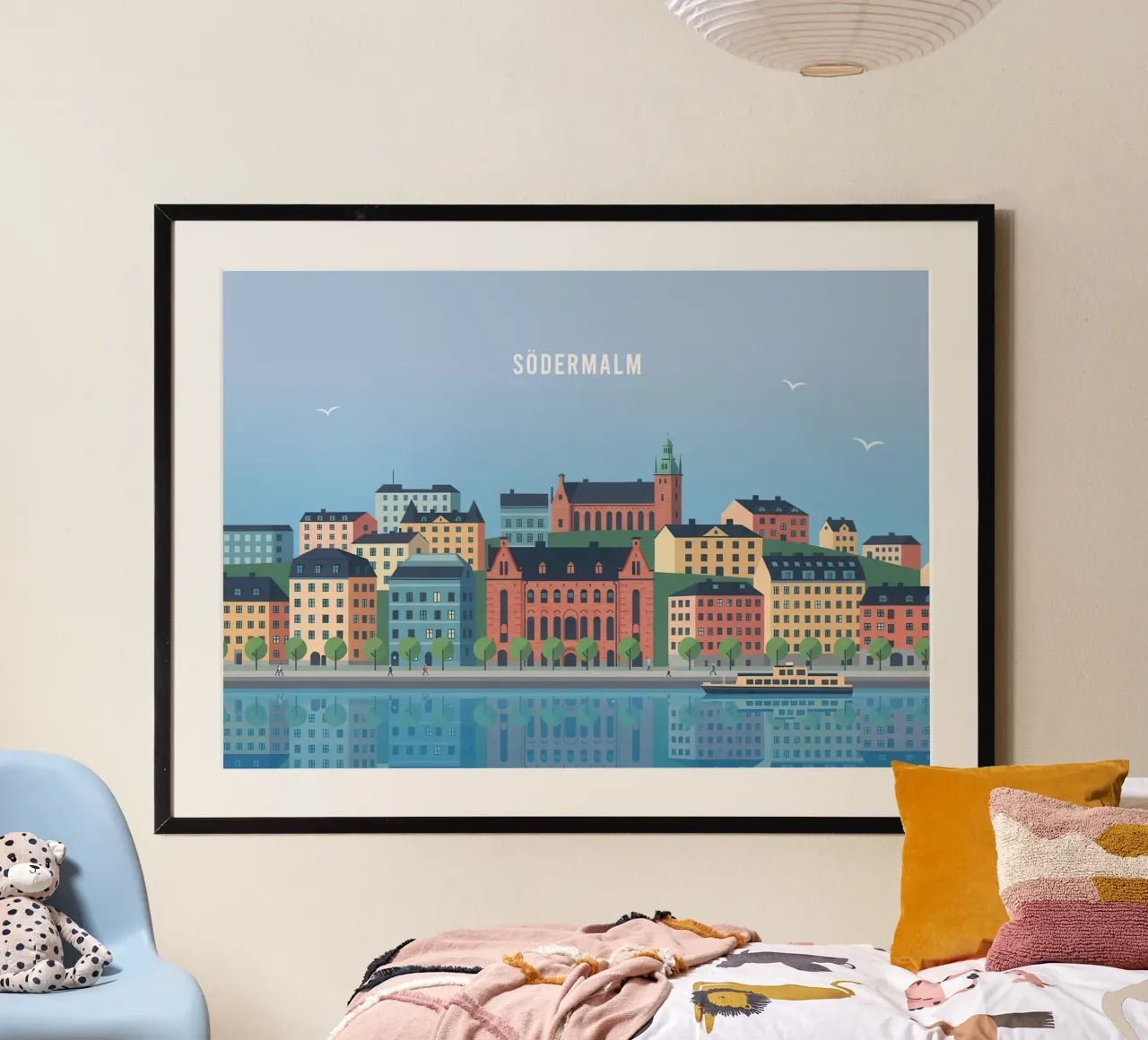 Södermalm Stockholm poster con telaio in alluminio da Attaboy Dsgn