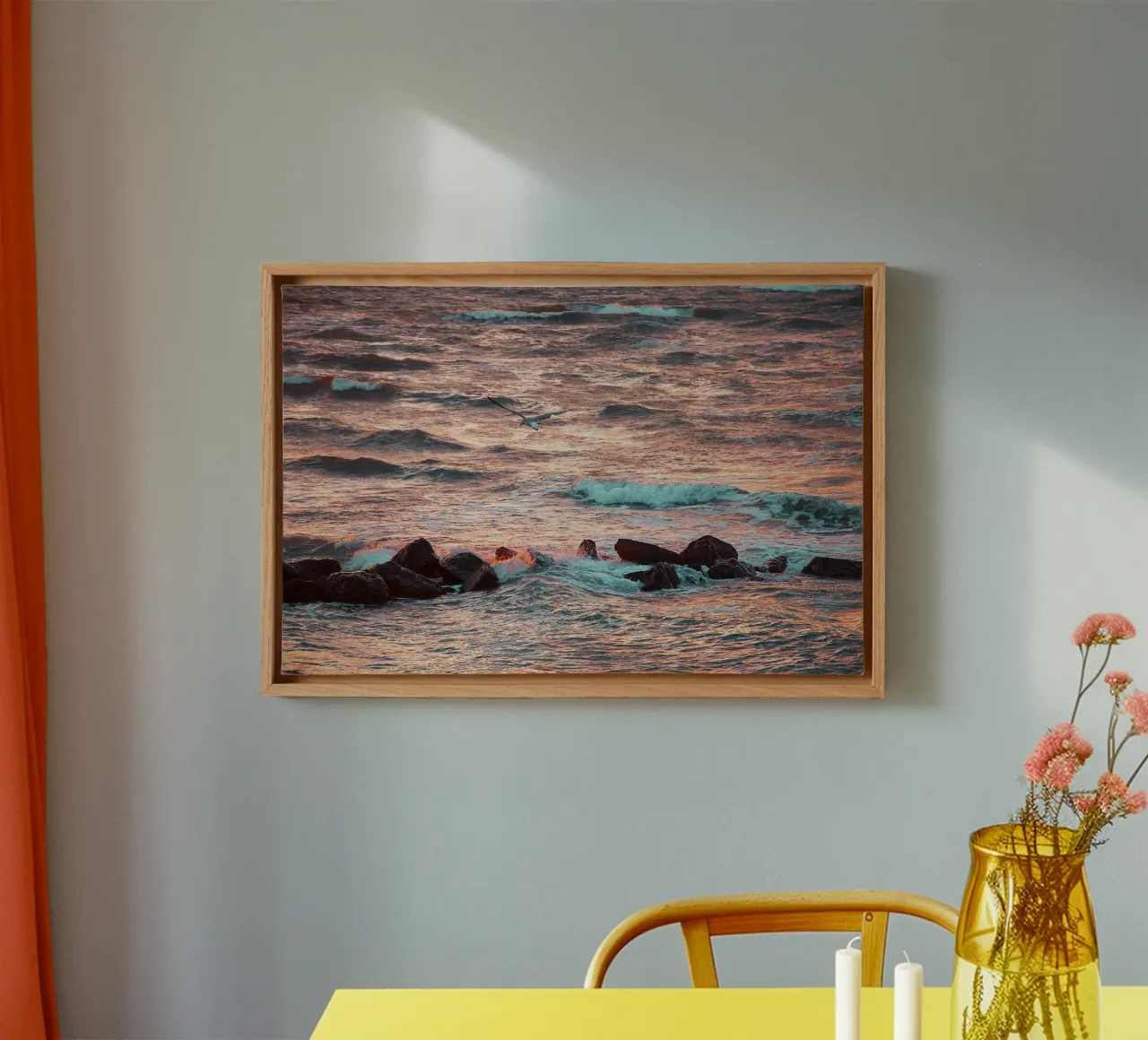 Möwe in der Morgendämmerung - Fine Art Print Leinwand mit Schattenfugenrahmen von jay