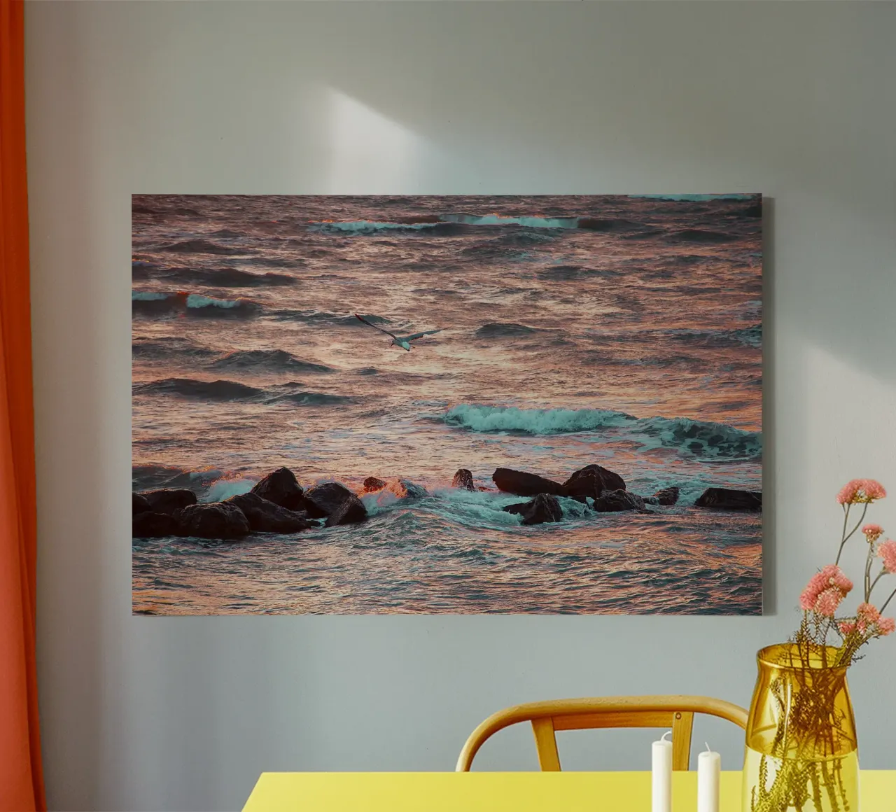Möwe in der Morgendämmerung - Fine Art Print Leinwand mit Schattenfugenrahmen von jay
