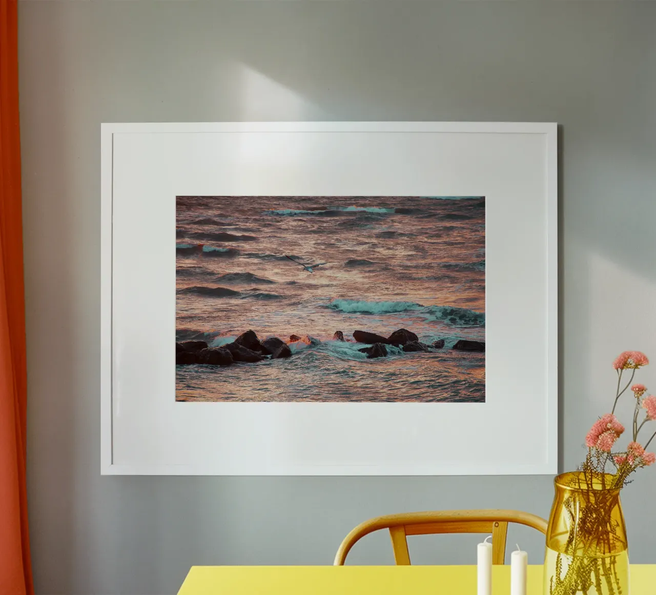 Gabbiano all'alba - Stampa d'autore poster con telaio in legno da jay