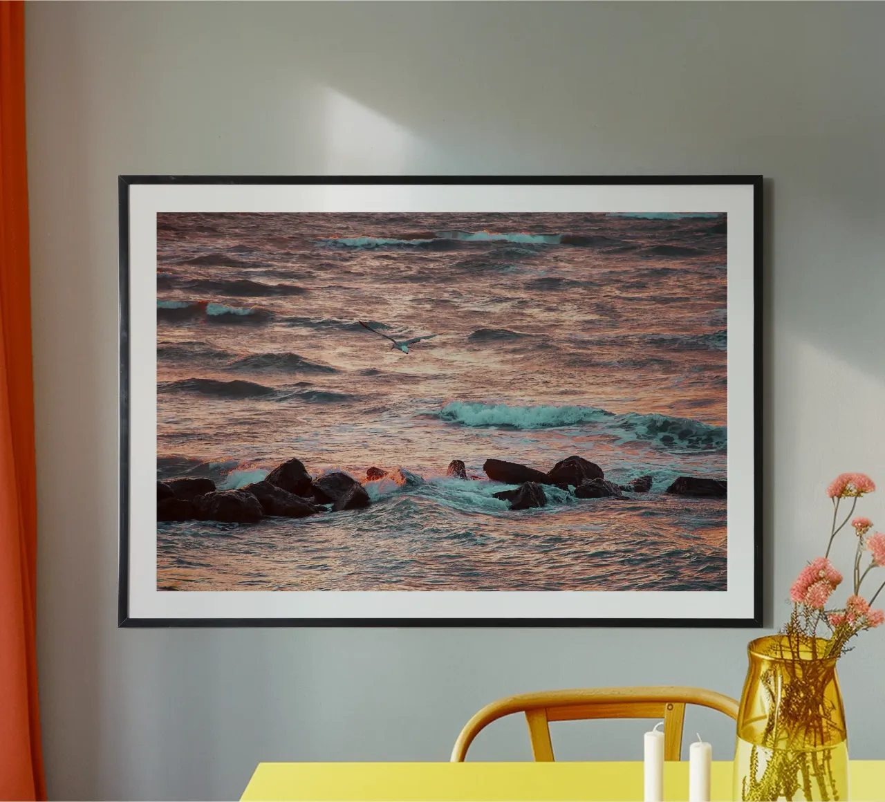 Gabbiano all'alba - Stampa d'autore poster con telaio in legno da jay