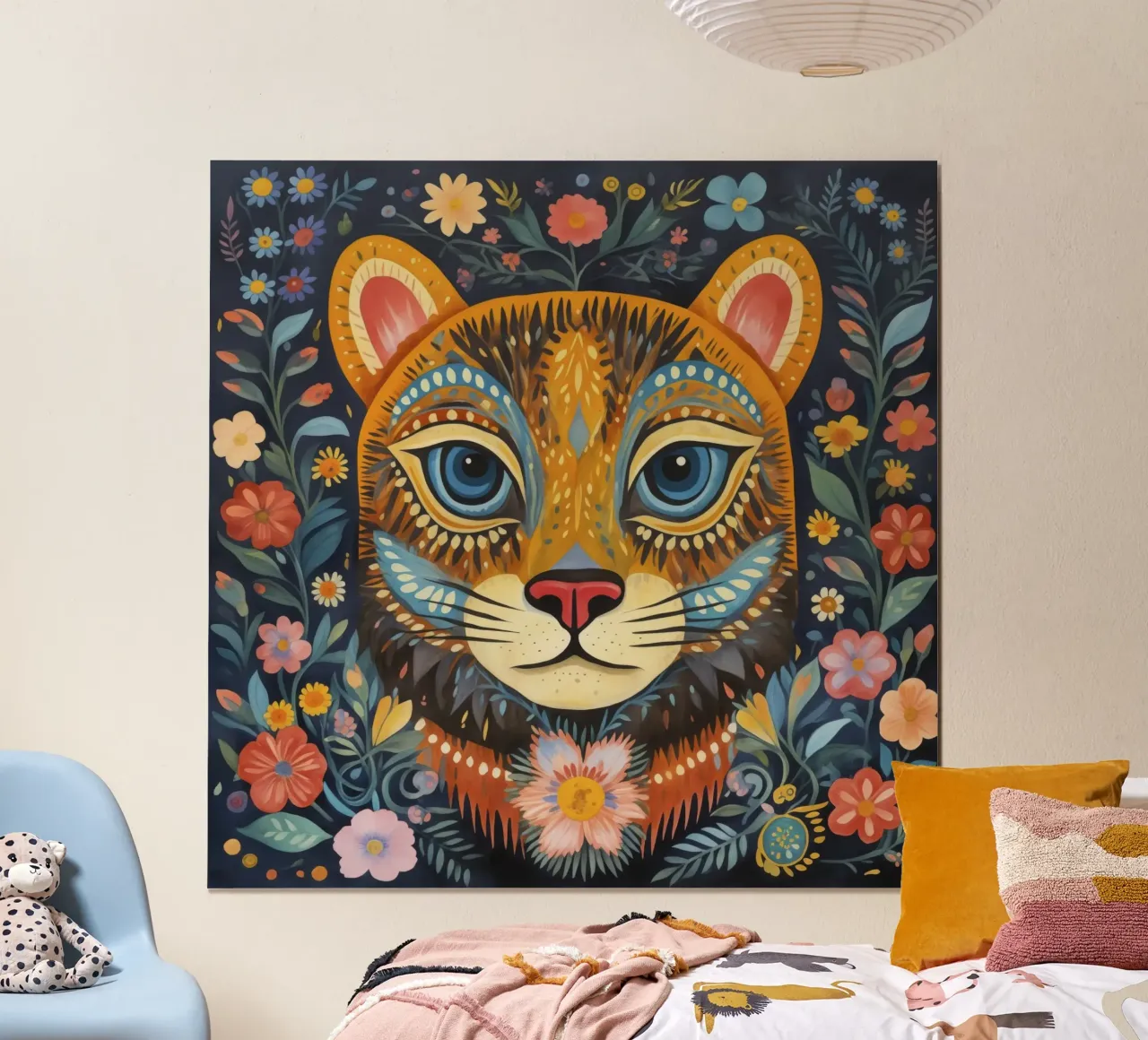 Arte popolare del ghepardo poster con telaio in alluminio da Andrea Haase Animal Love