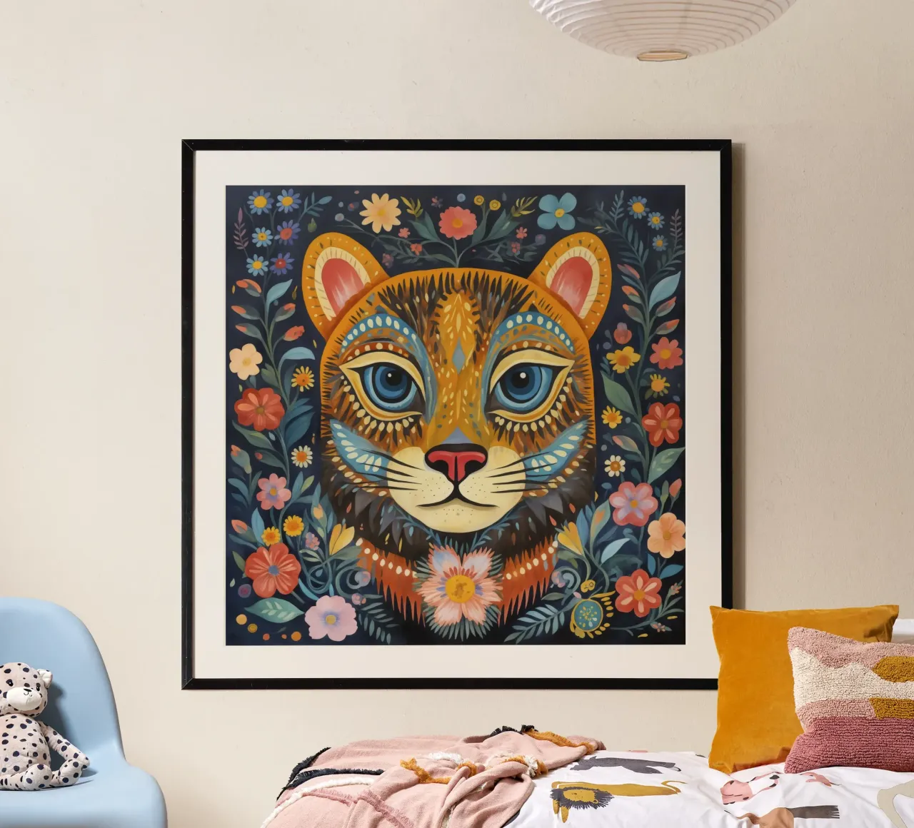 Arte popolare del ghepardo poster con telaio in alluminio da Andrea Haase Animal Love