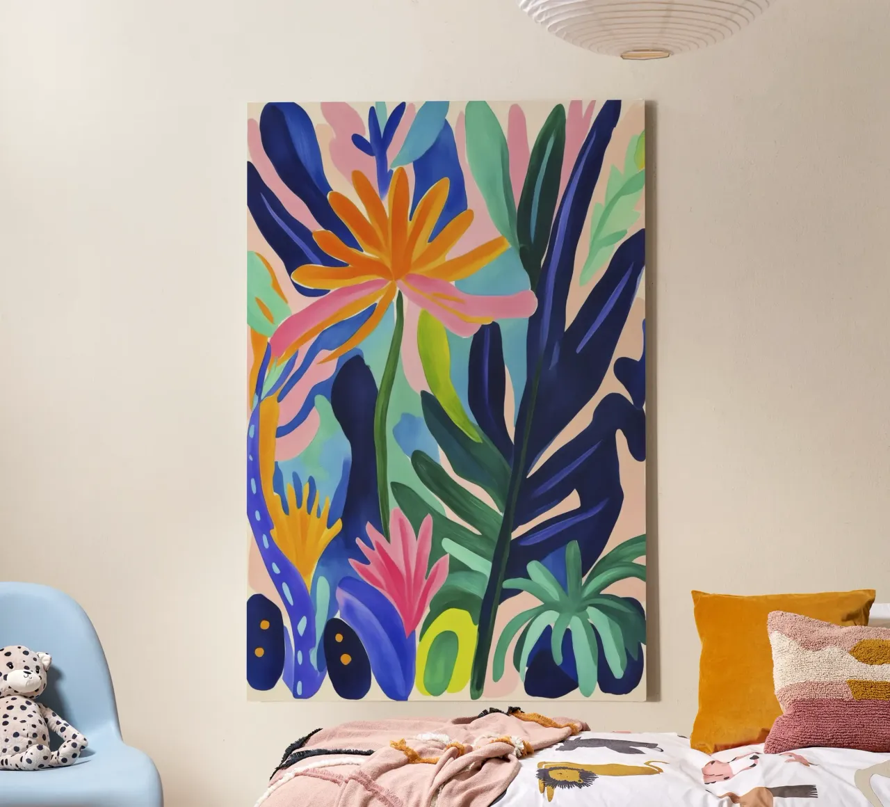 Fiori esotici di ispirazione matissiana tela con Cornice a cassetta da Andrea Haase Modern Home