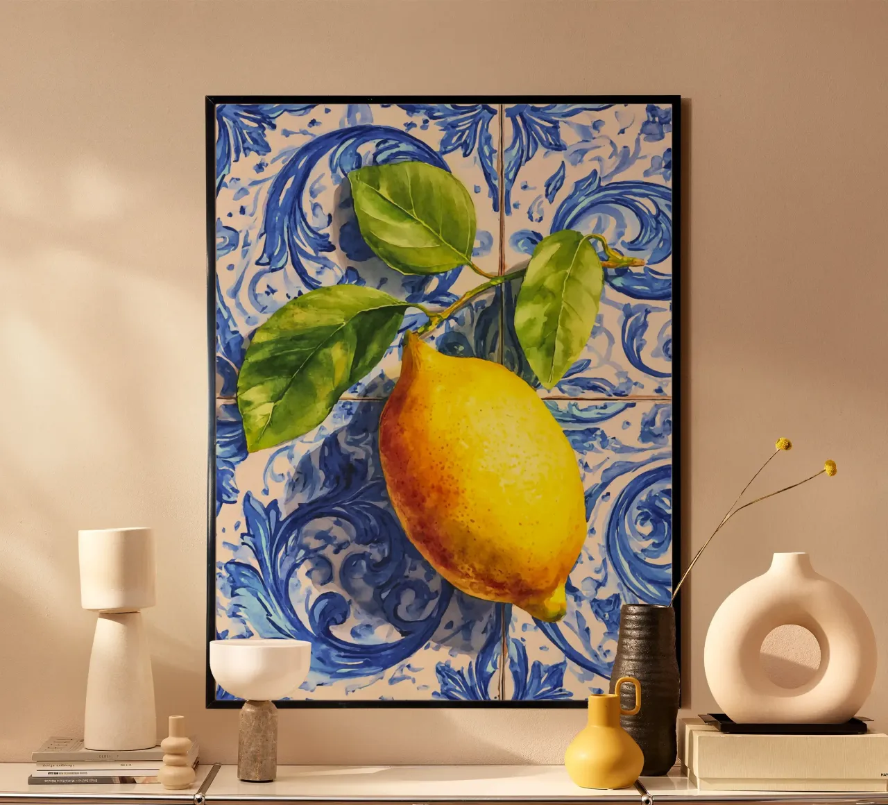 Mediterrane Sommer-Zitrone Poster mit Kunststoffrahmen von Andrea Haase Modern Home