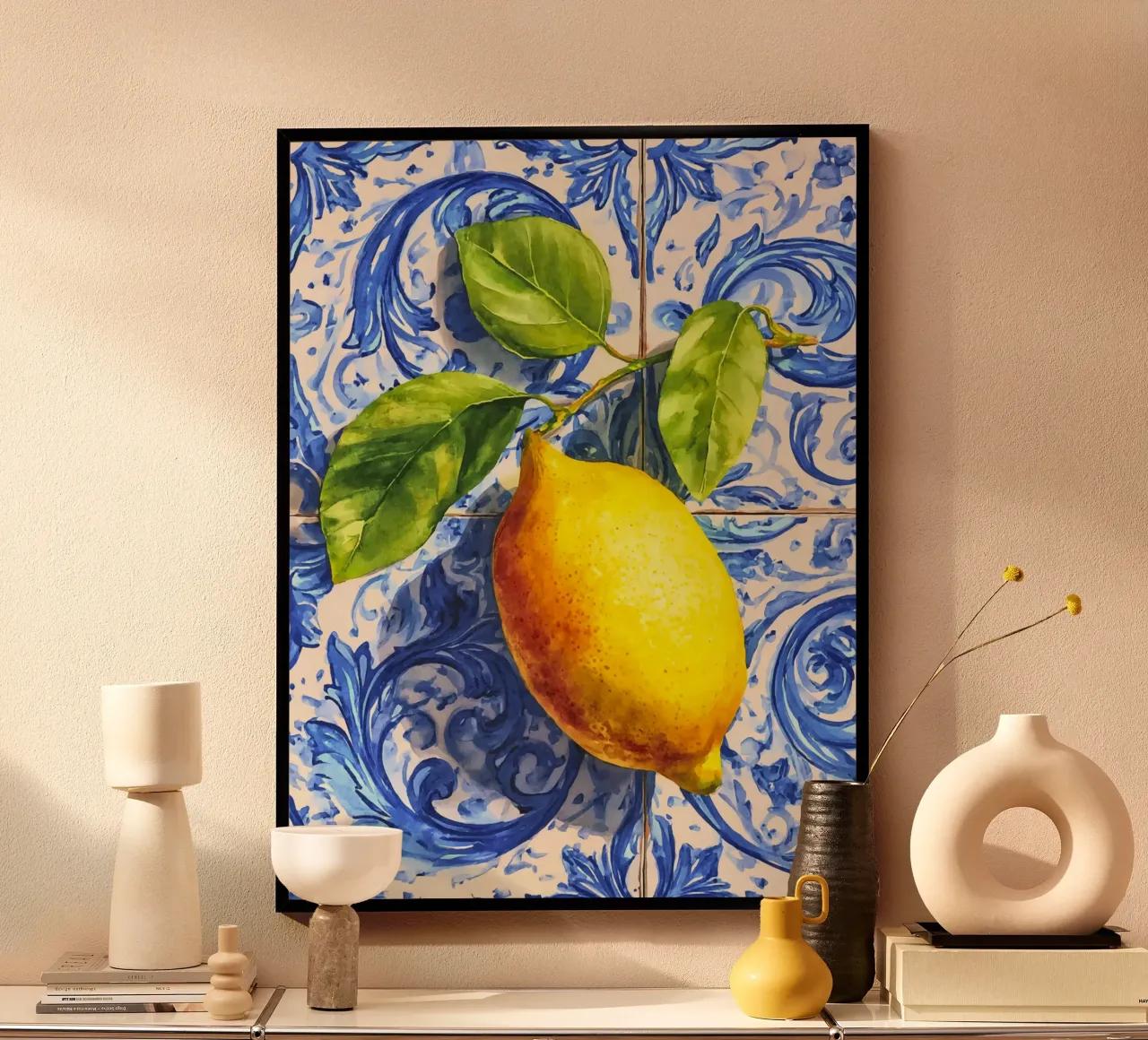 Mediterrane Sommer-Zitrone Poster mit Kunststoffrahmen von Andrea Haase Modern Home