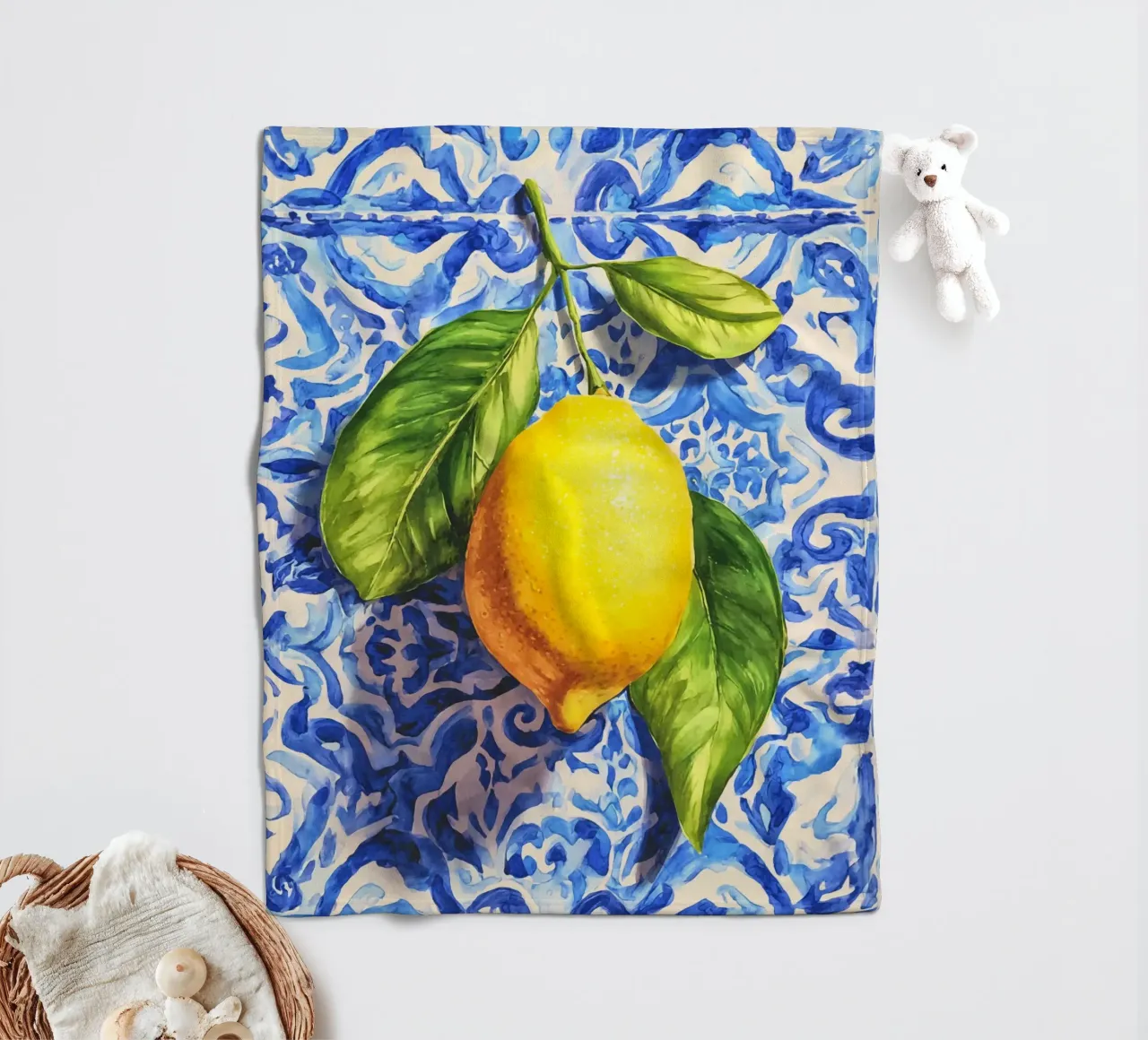 Italien Vibes Zitrone Kunst Fleecedecke von Andrea Haase Modern Home