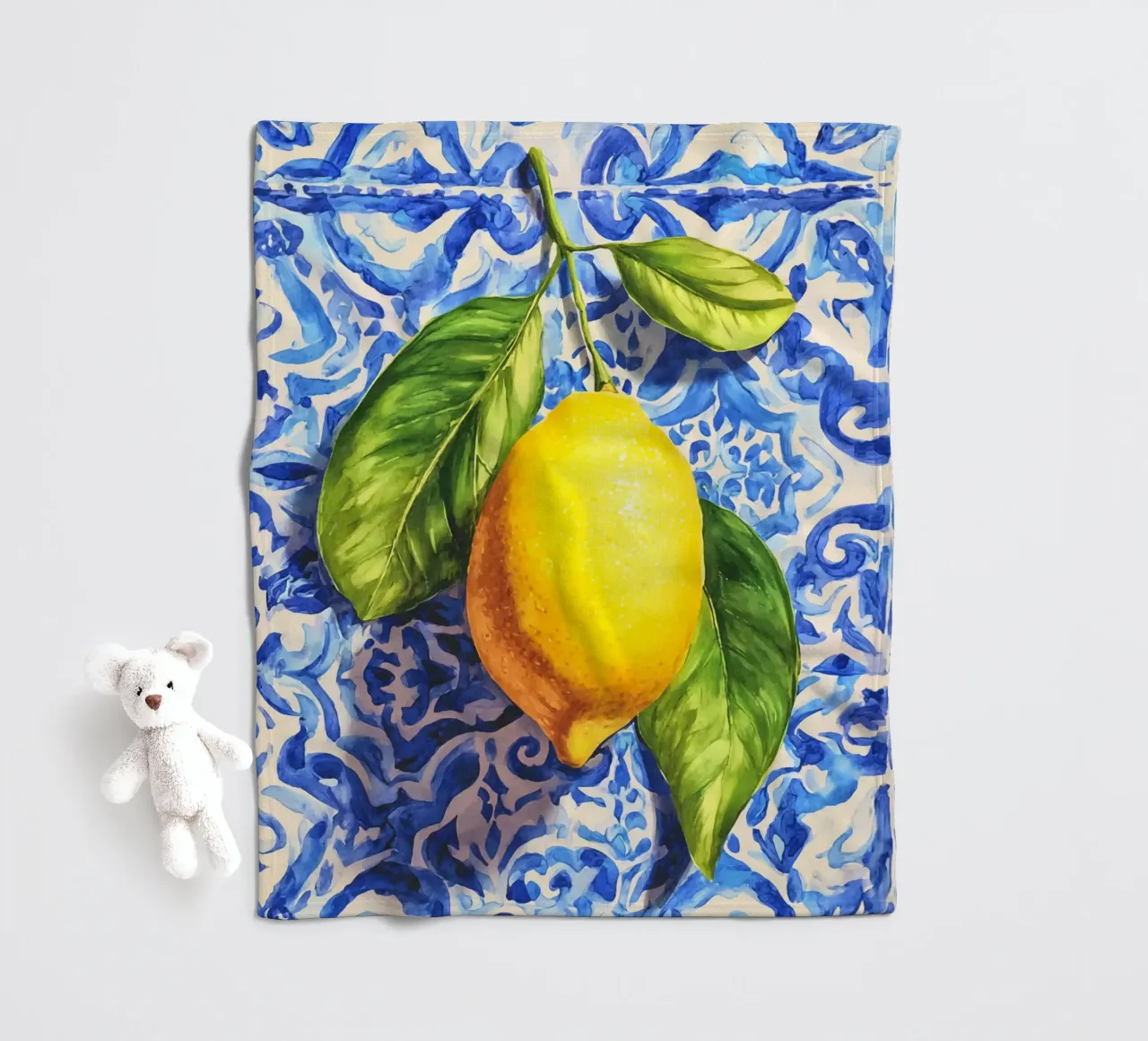 Italien Vibes Zitrone Kunst Fleecedecke von Andrea Haase Modern Home