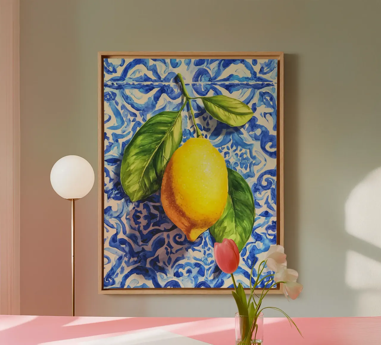 Italien Vibes Zitrone Kunst Leinwand mit Schattenfugenrahmen von Andrea Haase Modern Home