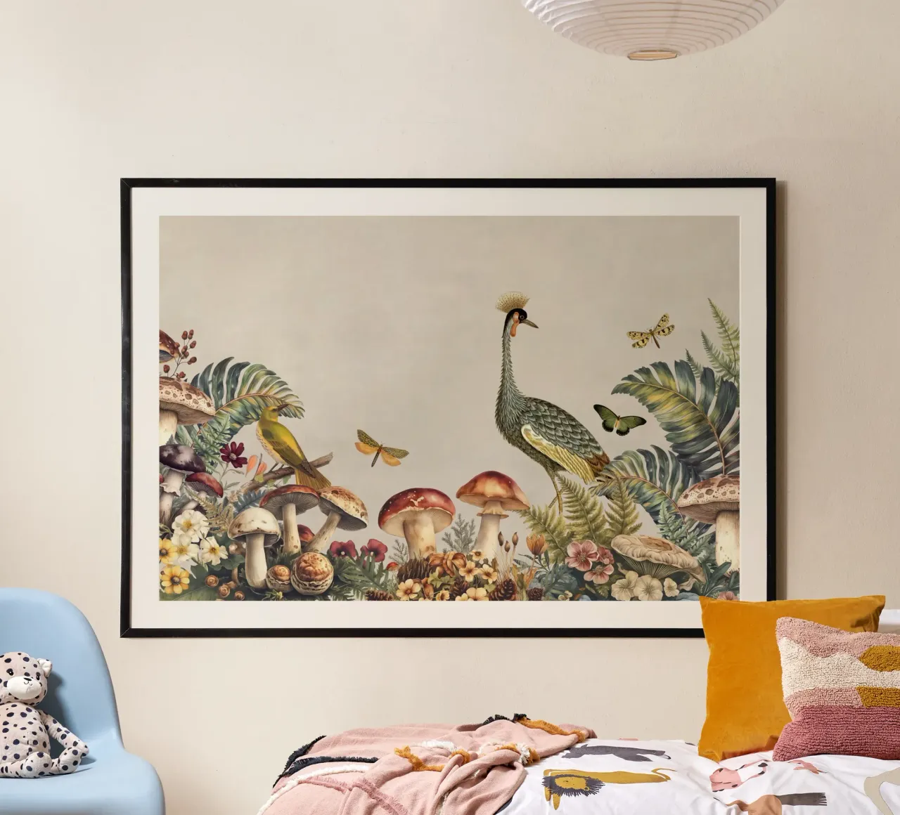 Vibrazioni del bosco di Forest Crane poster con telaio in legno da Andrea Haase Vintage World