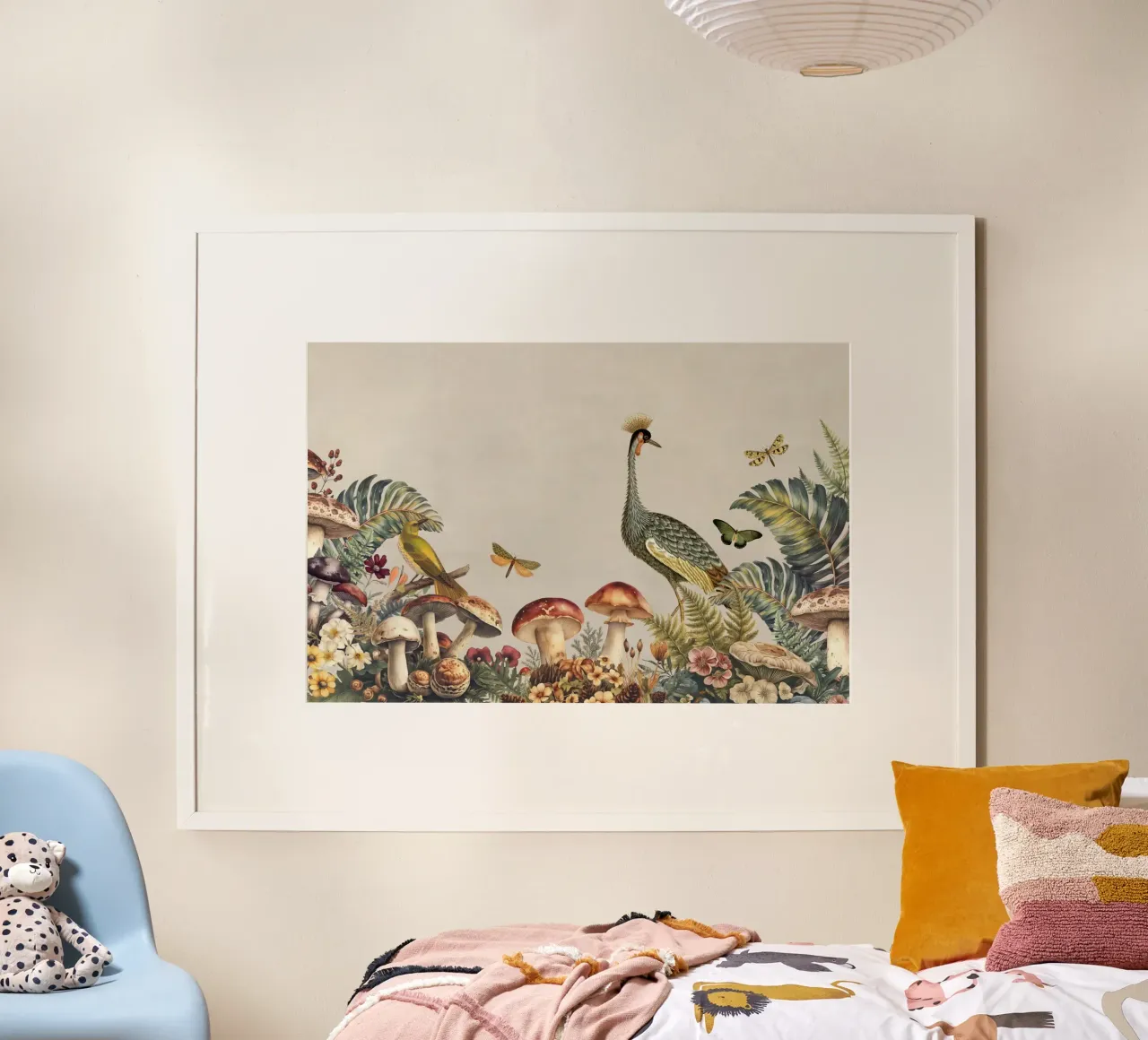 Vibrazioni del bosco di Forest Crane poster con telaio in legno da Andrea Haase Vintage World